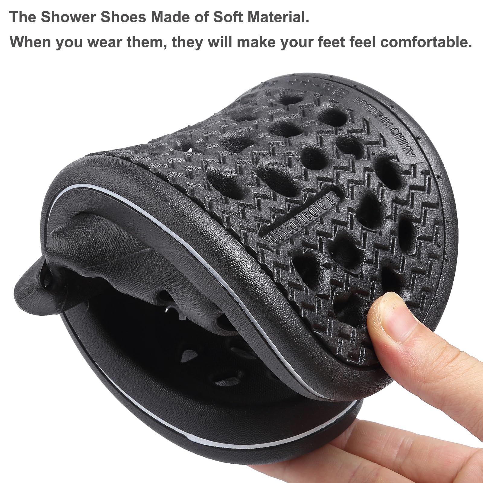 FINLEOO Quick-Drying Shower Sandals with Drainage Holes - Non-Slip Bathroom Slippers, Gym & Spa Sandals for Men & Women - Soft Sole Open-Toe House Slippers for Bath, Poolside & Indoor Use