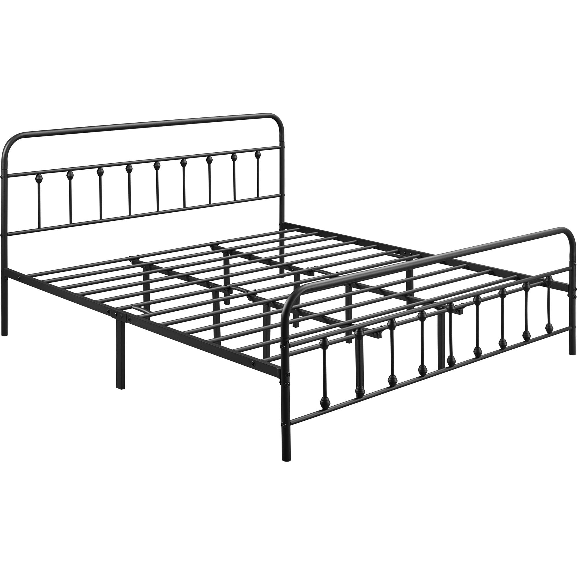 Topeakmart King Size Victorian Style Metal Bed Frame with Headboard - No Box Spring Needed, Sturdy Slat Support & Under Bed Storage - Perfect for Master Bedrooms, Guest Rooms & Small Spaces (Black)