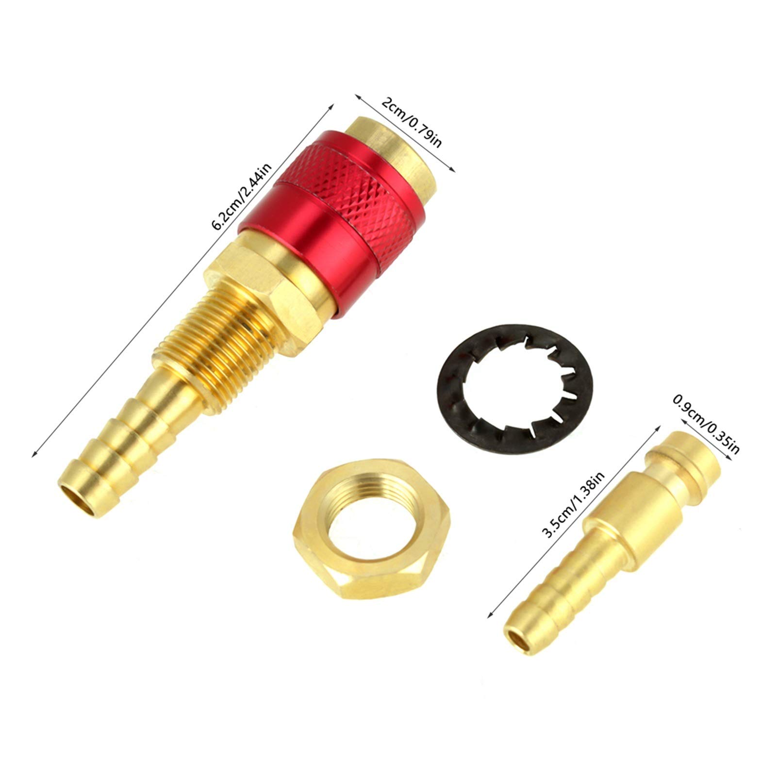 **8mm Brass Quick Hose Connector Fitting - 3pcs/Set for MIG TIG Welder Torch Tool - Water Cooled Gas Adapter & Hose Fittings - Ideal for Welding, Plumbing & Industrial Applications**