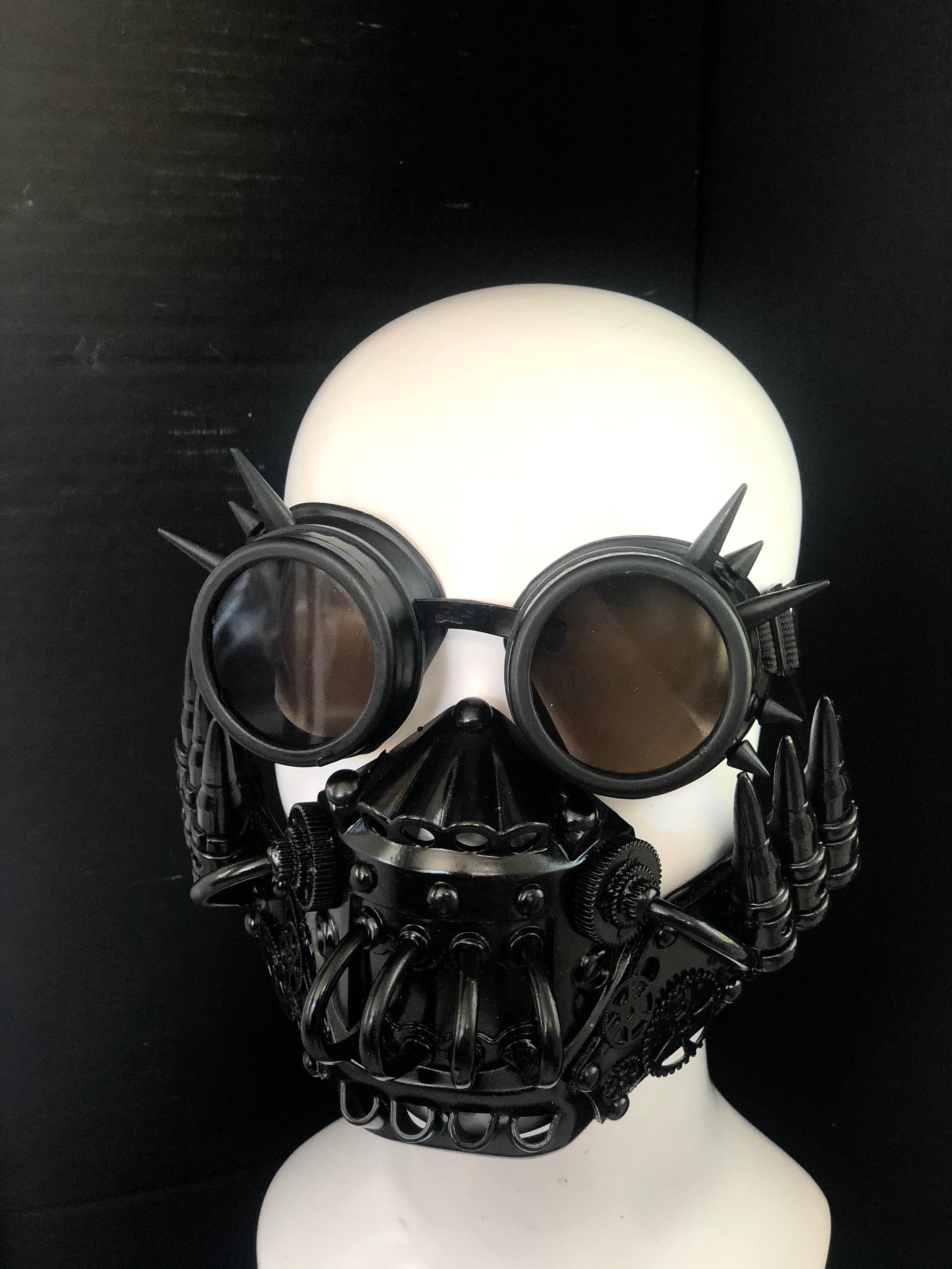 Black Cosplay Respirator Spike Goggles - Steampunk Costume Accessory for Halloween, Comic Con & LARP Events