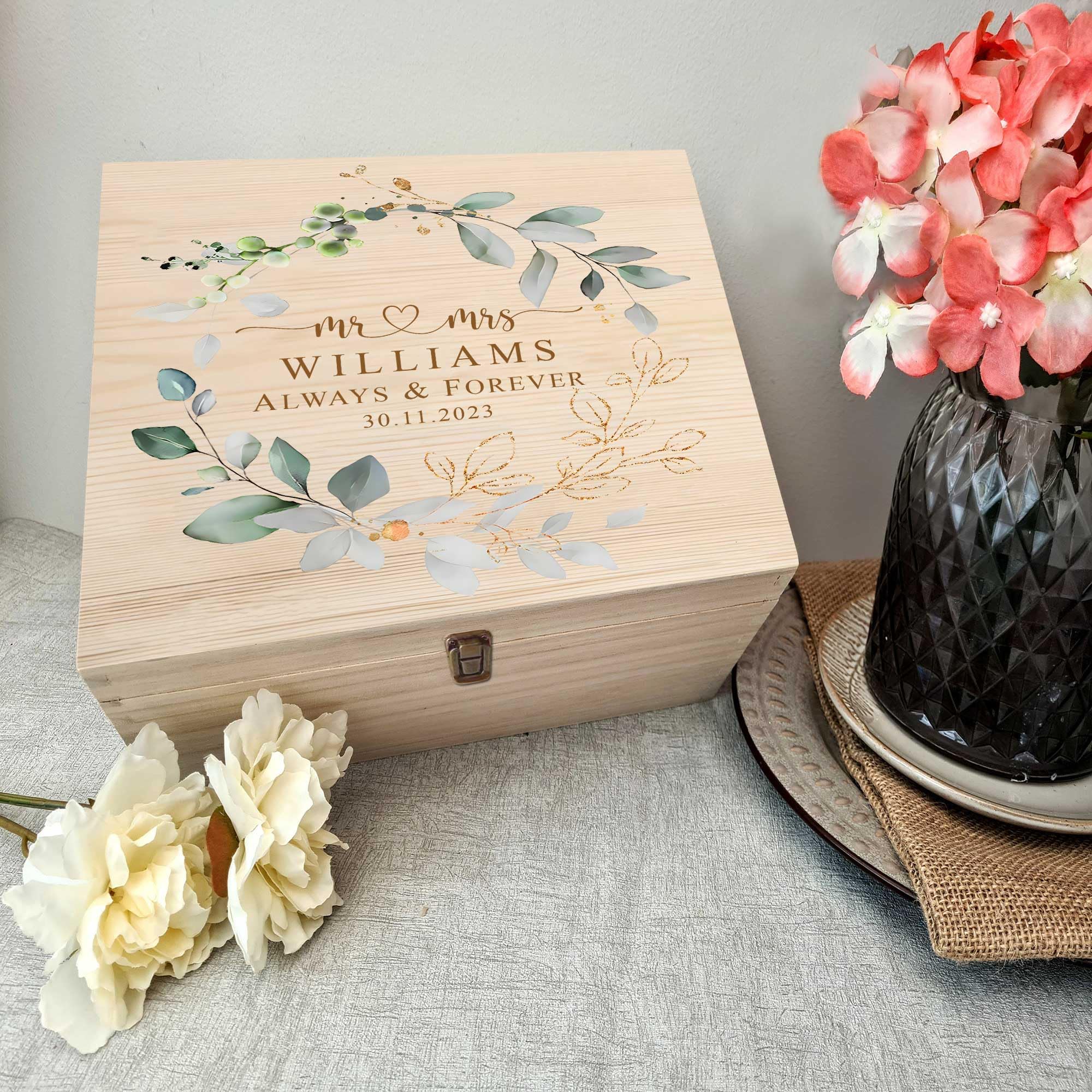 Personalized Wedding Keepsake Box for Couples - Romantic Gift for Anniversaries