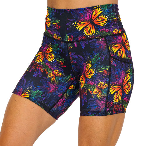 Butterfly Effect Women's Running Shorts - High Waist Athletic Shorts for Yoga, Gym & Outdoor Workouts