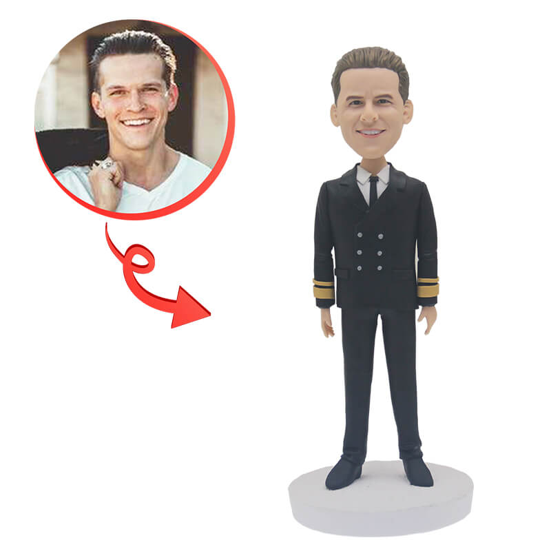Custom Male Navy Bobblehead - Personalized Military Figure Gift for Navy Veterans, Officers & Enthusiasts - Perfect for Office Desk Decor, Military Retirement Gifts & Collectibles