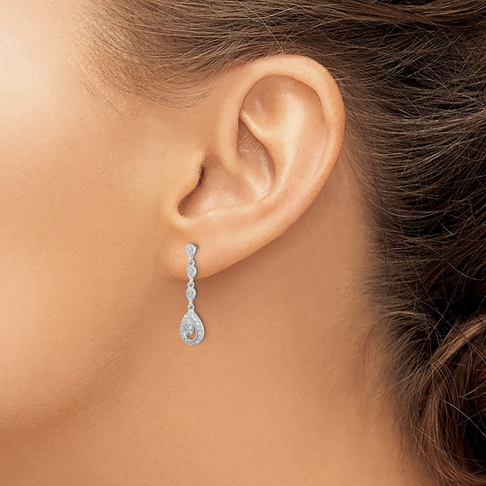 925 Sterling Silver Diamond Teardrop Dangle Earrings for Women - Elegant Post Earrings Fine Jewelry Gift for Her - Perfect for Weddings, Parties & Special Occasions