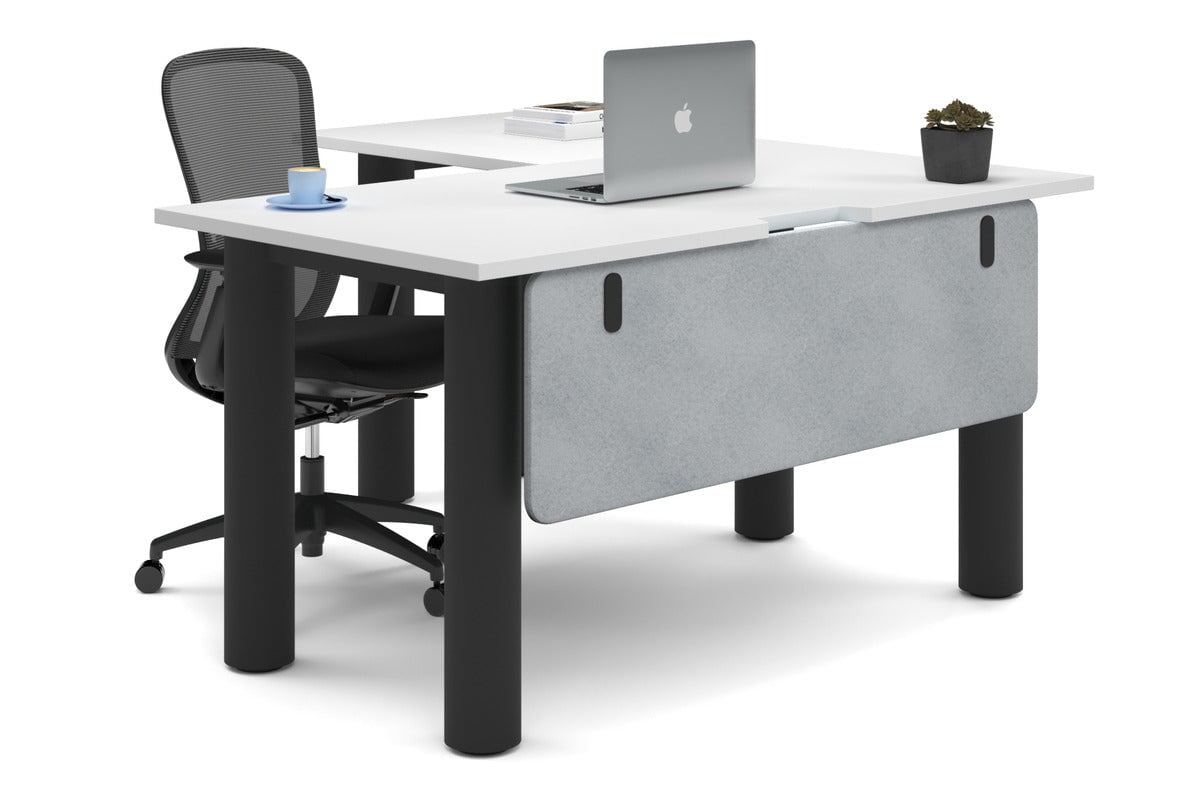 L-Shaped Corner Office Desk with Quadro Cylinder Legs - 1400L x 1550W, Cable Management Scallop - Perfect for Home Office, Study Room & Workspace Organization