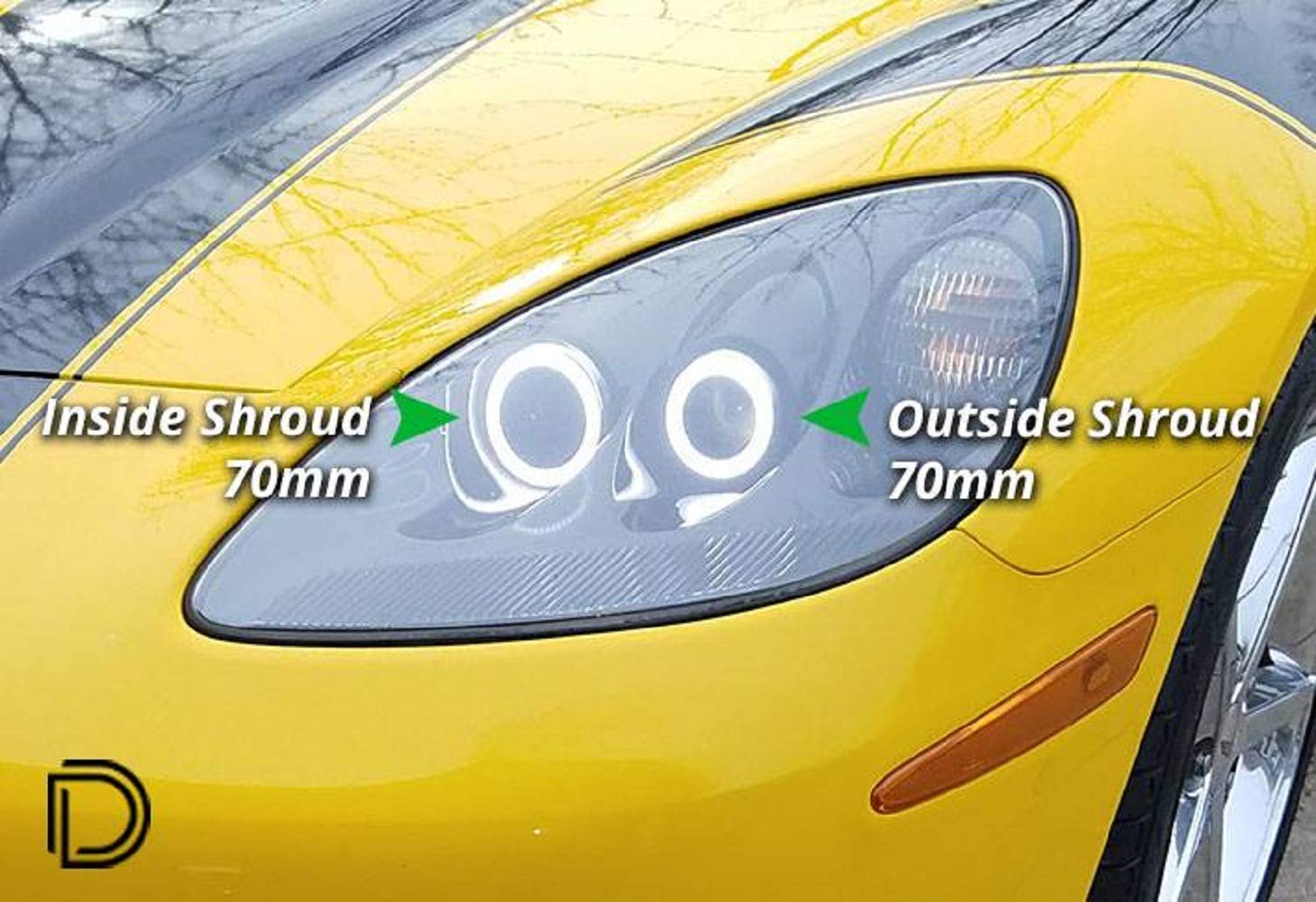 Halo Lights LED 70mm Amber Four Diode Dynamics - Perfect for Car, Truck, Motorcycle & Off-Road Vehicle Lighting Upgrades
