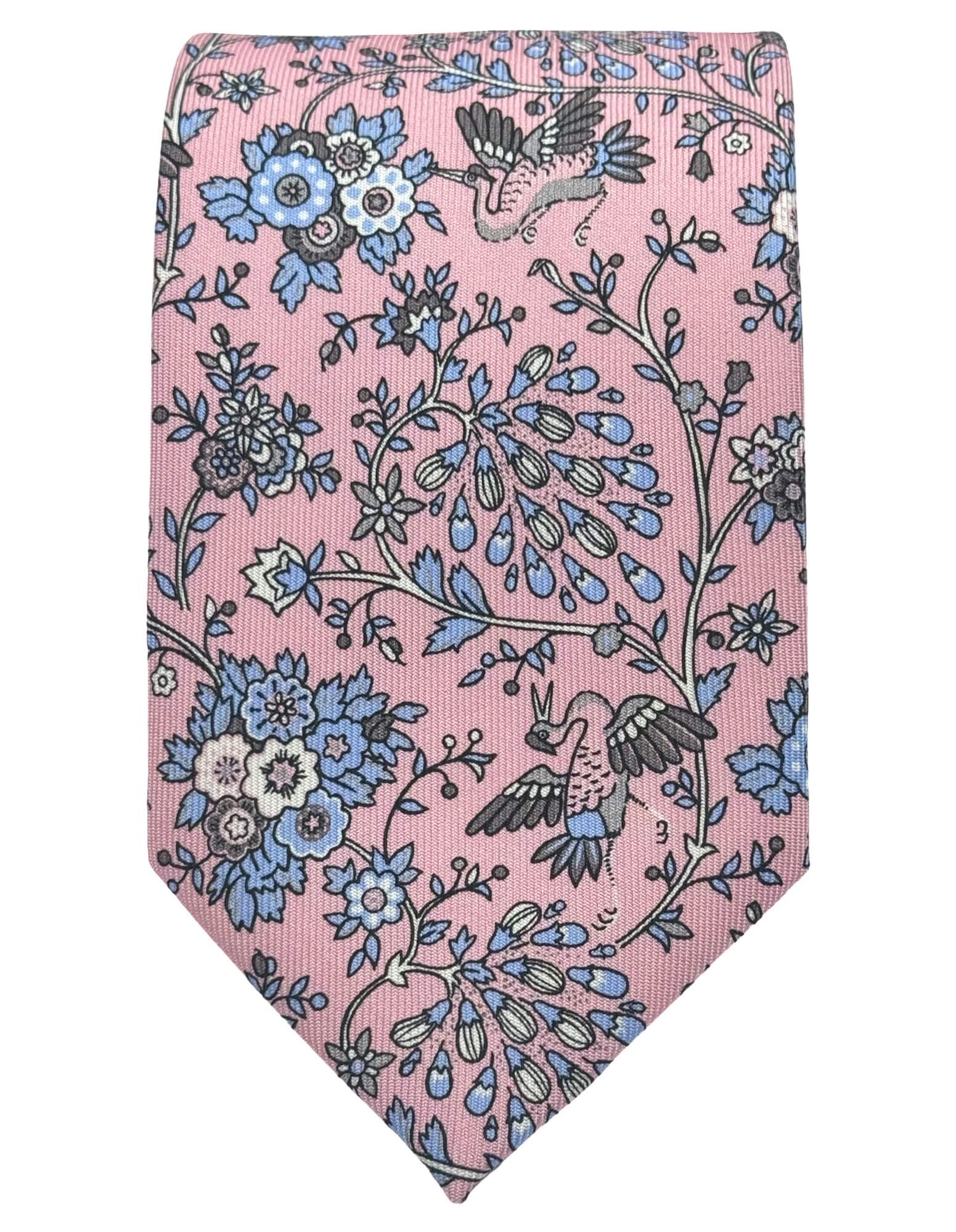 DÉCLIC Waterdale Floral Tie - Pink Silk Scarf for Women | Elegant Fashion Accessory for Weddings, Parties & Special Occasions
