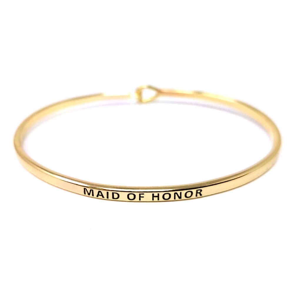 Personalized Engraved Thin Bangle Hook Bracelet for Weddings - Inspirational Message Jewelry Gift for Brides, Bridesmaids & Best Friends (Perfect for Bachelorette Parties & Anniversary Gifts)