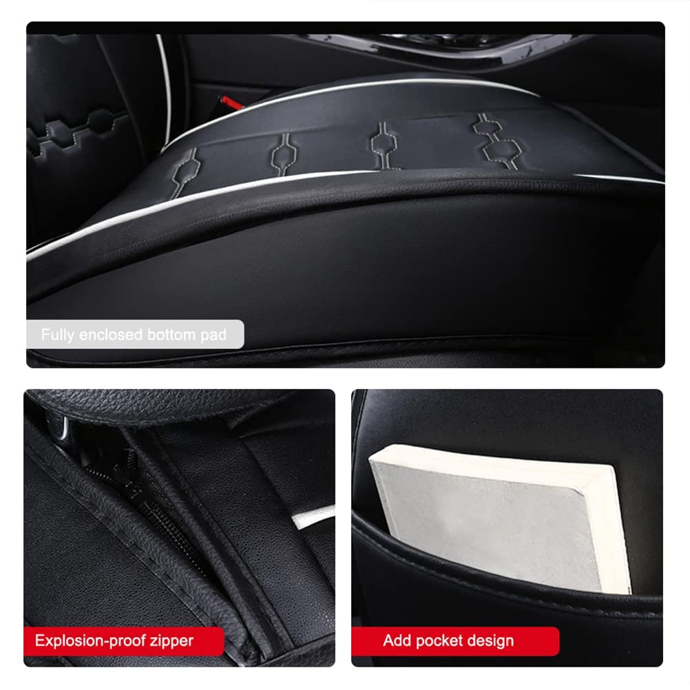Premium Front & Rear Seat Covers for Ford Crown Victoria - Luxury PU Leather, Breathable & Comfortable (Black & White) - Perfect for Daily Commute, Road Trips & Car Protection