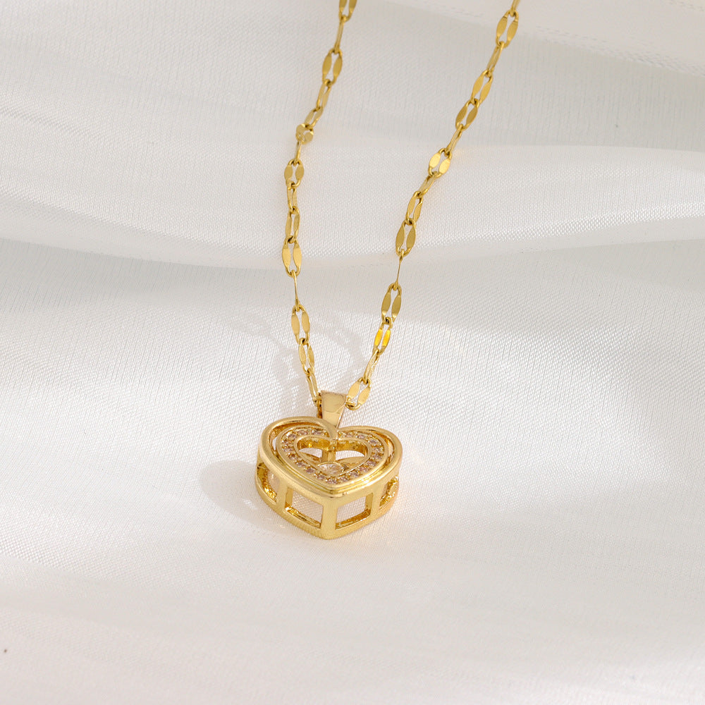 Valentine's Day Gifts for Her - Double Layer Smart Love Pendant Titanium Steel Necklace, Romantic Couple Jewelry for Women - Perfect for Anniversaries, Date Nights & Special Occasions