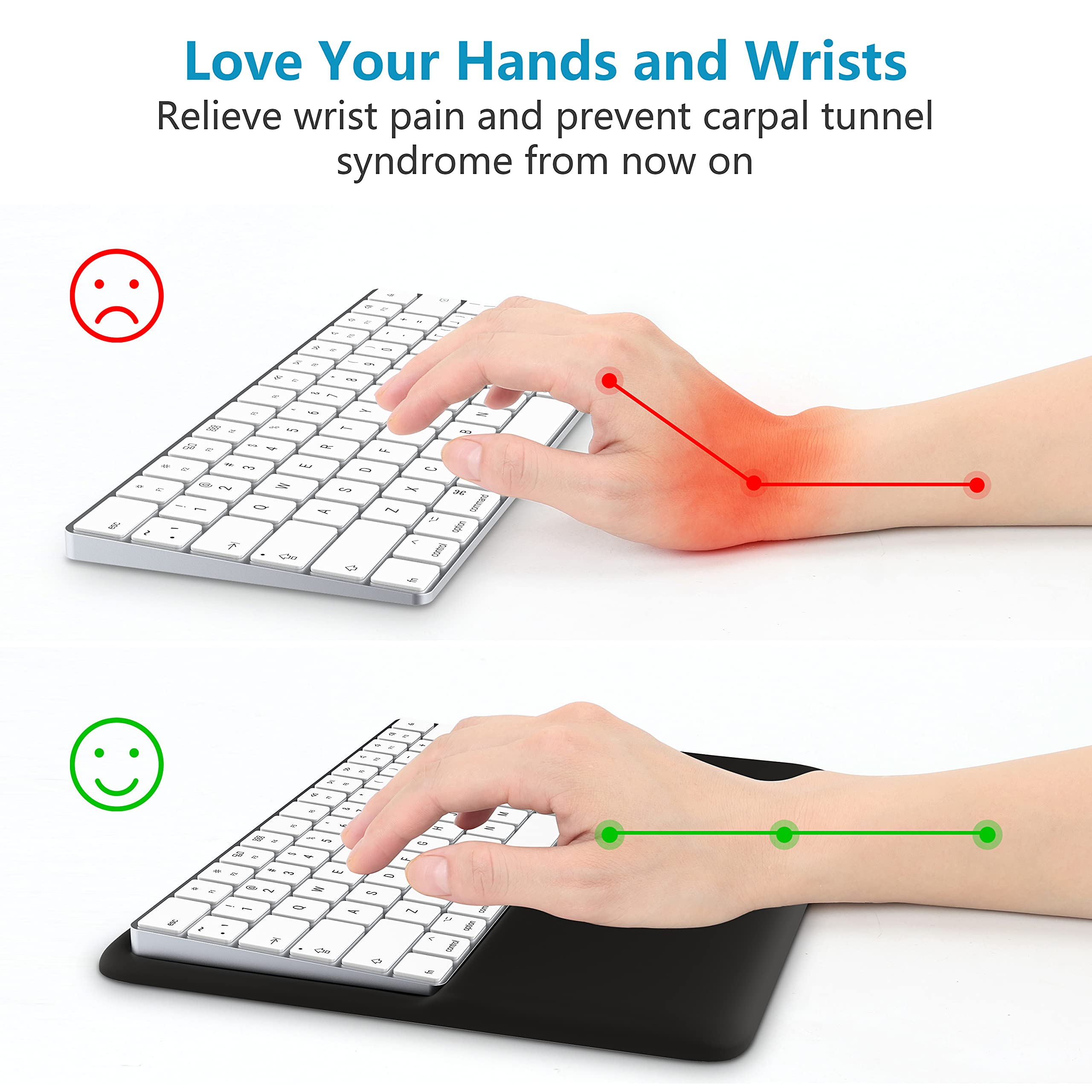 HONKID Wrist Rest for Magic Keyboard 2 & Touch ID - Ergonomic Support for Office & Gaming