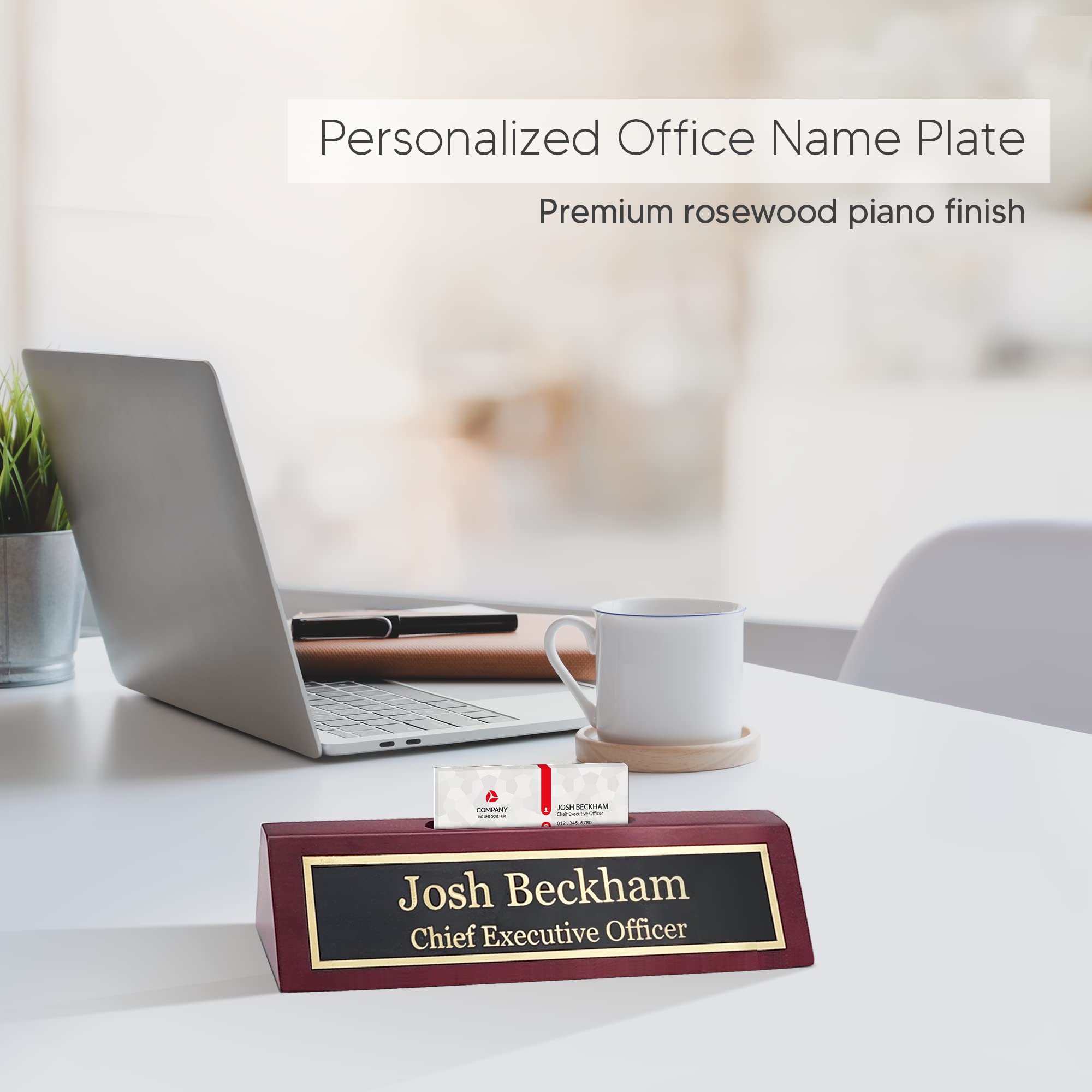 Custom Engraved Wood Name Plate for Desk | Personalized Office Name Plaque Gift (2