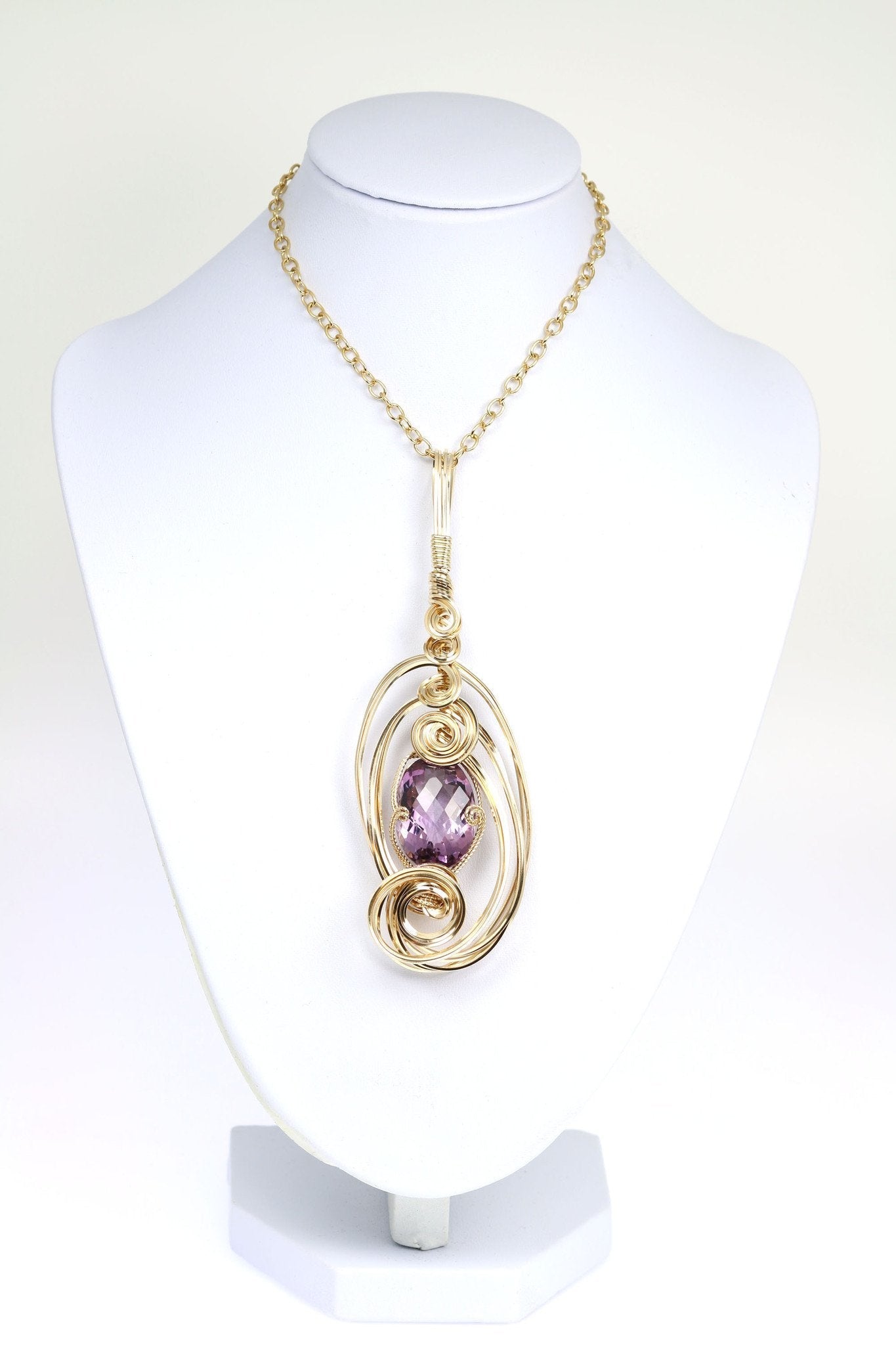 25.5 Carat Natural Amethyst Pendant - 14K Gold Filled Wire Wrapped Jewelry for Women - Perfect for Gifts, Meditation & Spiritual Healing