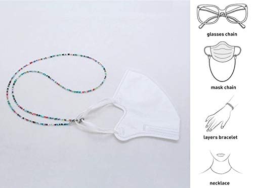 Black Onyx Beaded Face Mask Chain Lanyard for Men & Kids - 25