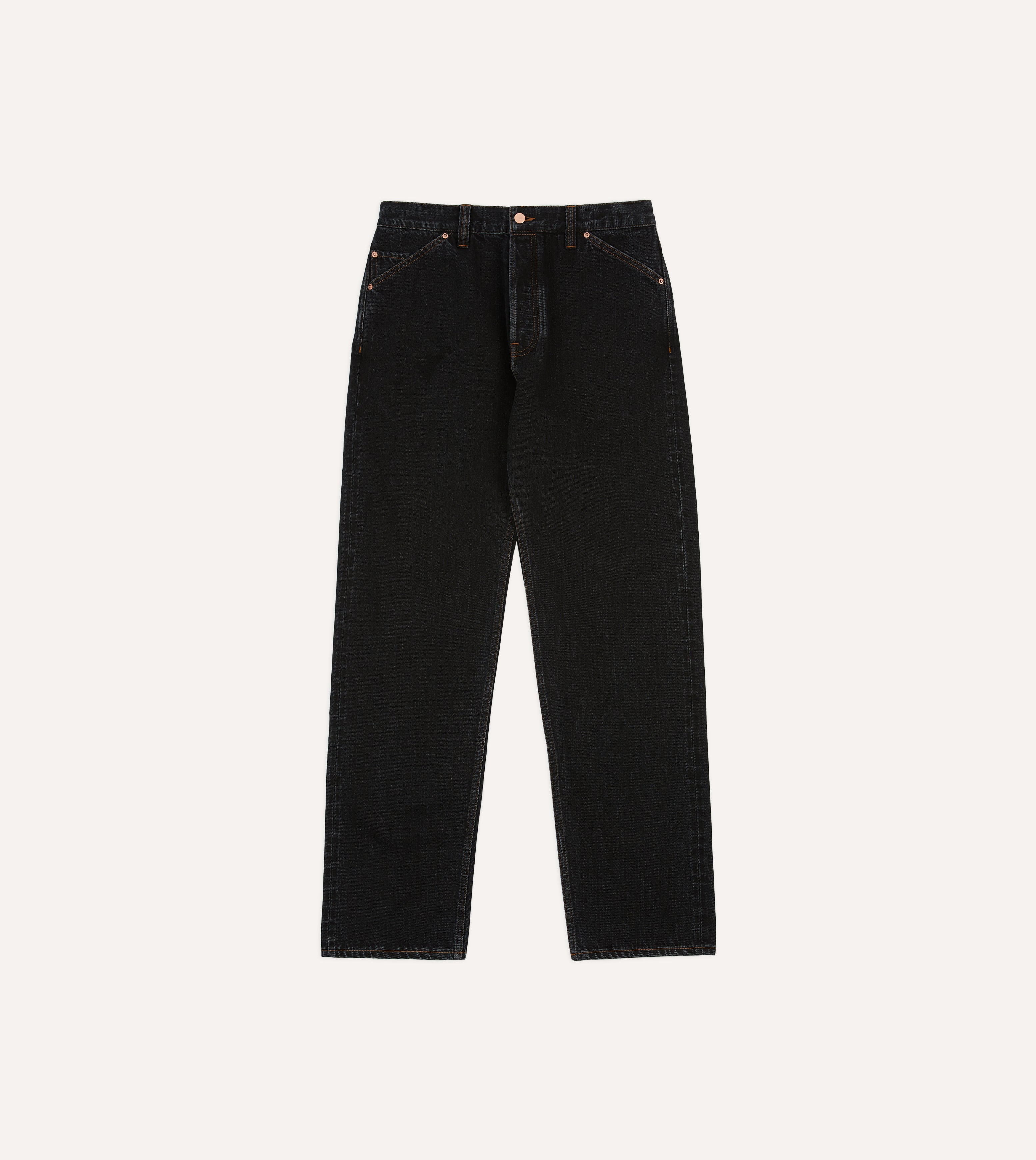 Drake's by A. Levine Black Stone Wash 12.3oz Selvedge Denim Five Pocket Jeans for Men - Premium Raw Denim Pants with Classic Fit, Comfortable & Durable for Casual Wear, Work, and Everyday Use