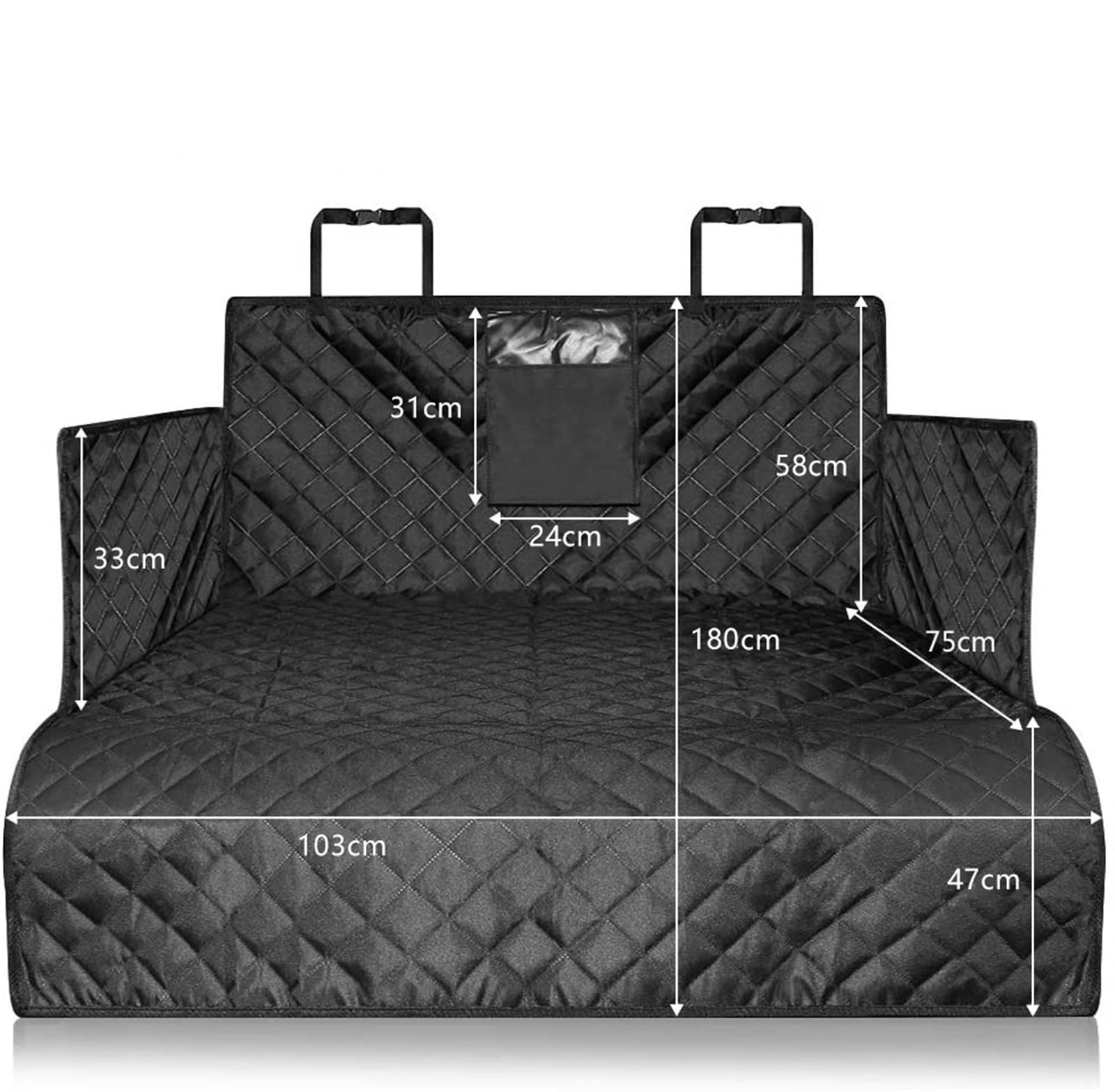Durable Black Pet Travel Mat - Waterproof Dog Car Seat Cover for SUV Trunk | Portable Non-Slip Vehicle Liner | Protects Car Interior from Scratches & Hair | Easy to Install & Clean | Perfect for Road Trips, Vet Visits & Daily Commutes (Black, One Size)