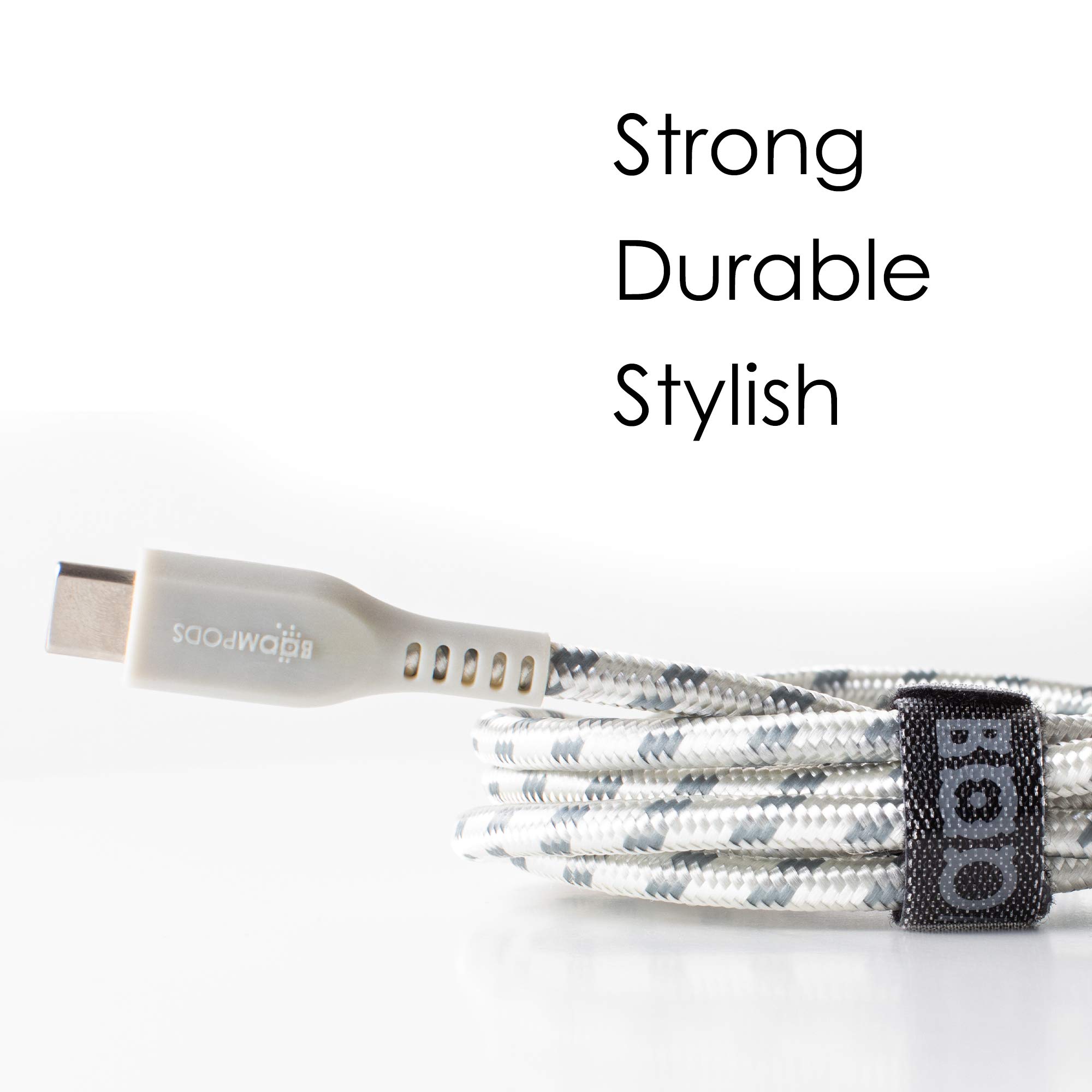 BoomPods Retro Armored USB-C to USB Braided Cable 1.5m (Titanium) - Durable Fast Charging Cord for iPhone, Android, Laptop, Gaming & Travel Accessories