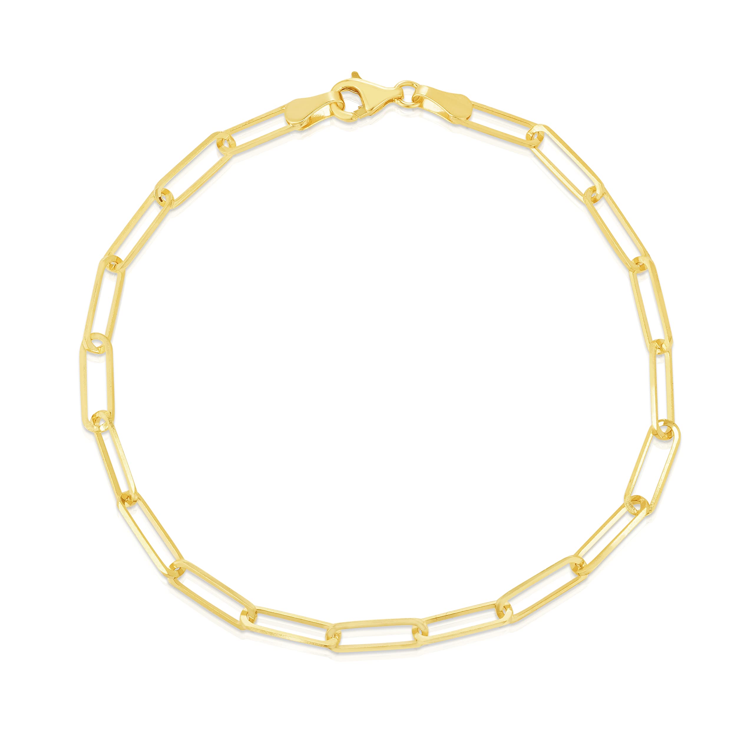 10K Yellow Gold Paperclip Solid Link Bracelet & Anklet for Women - Minimalist Dainty Chain Jewelry for Everyday Wear, Gifts, and Special Occasions