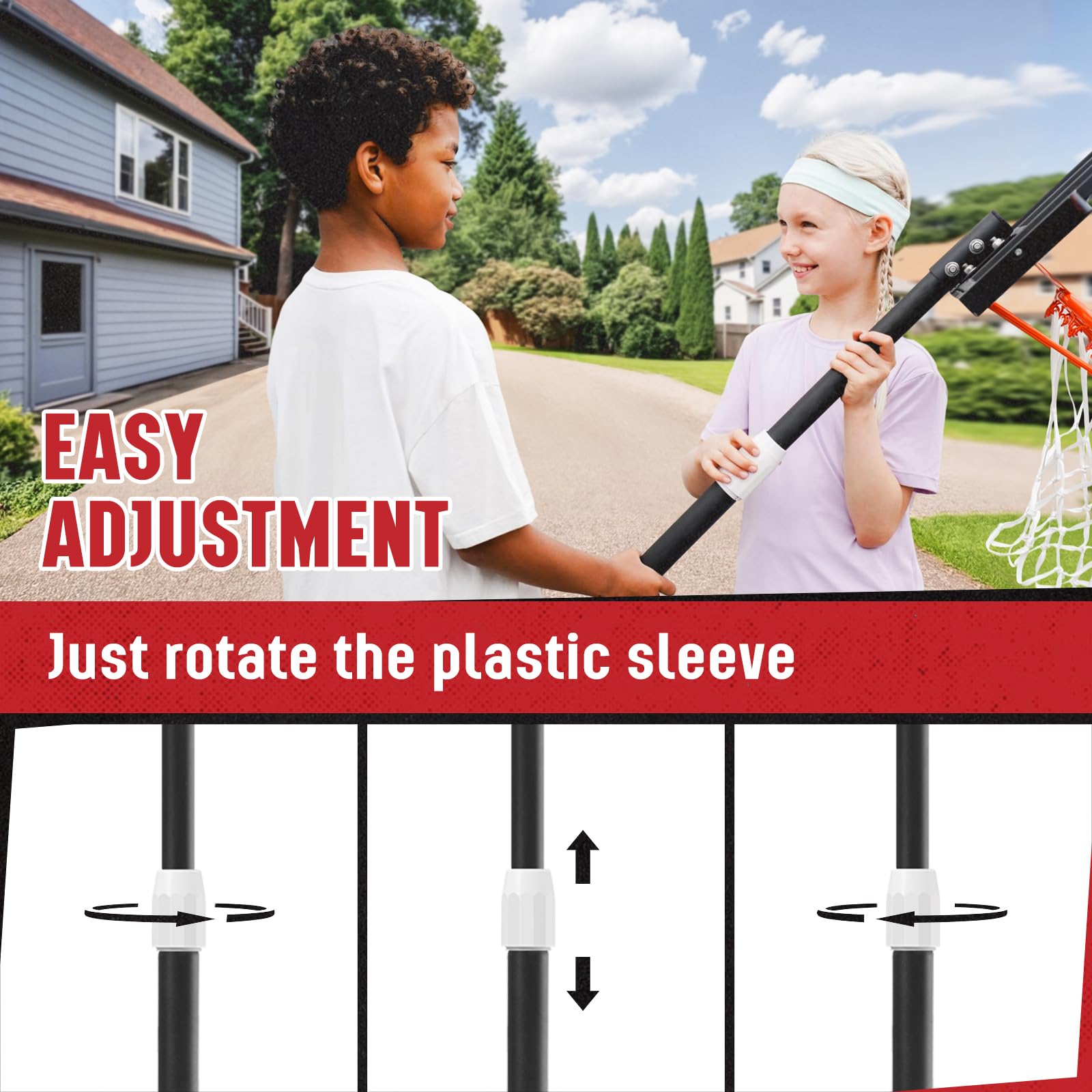 Seray Adjustable Kids Basketball Hoop 3.2-7.2ft - Portable Basketball Goal System for Children, Teens & Youth with 29