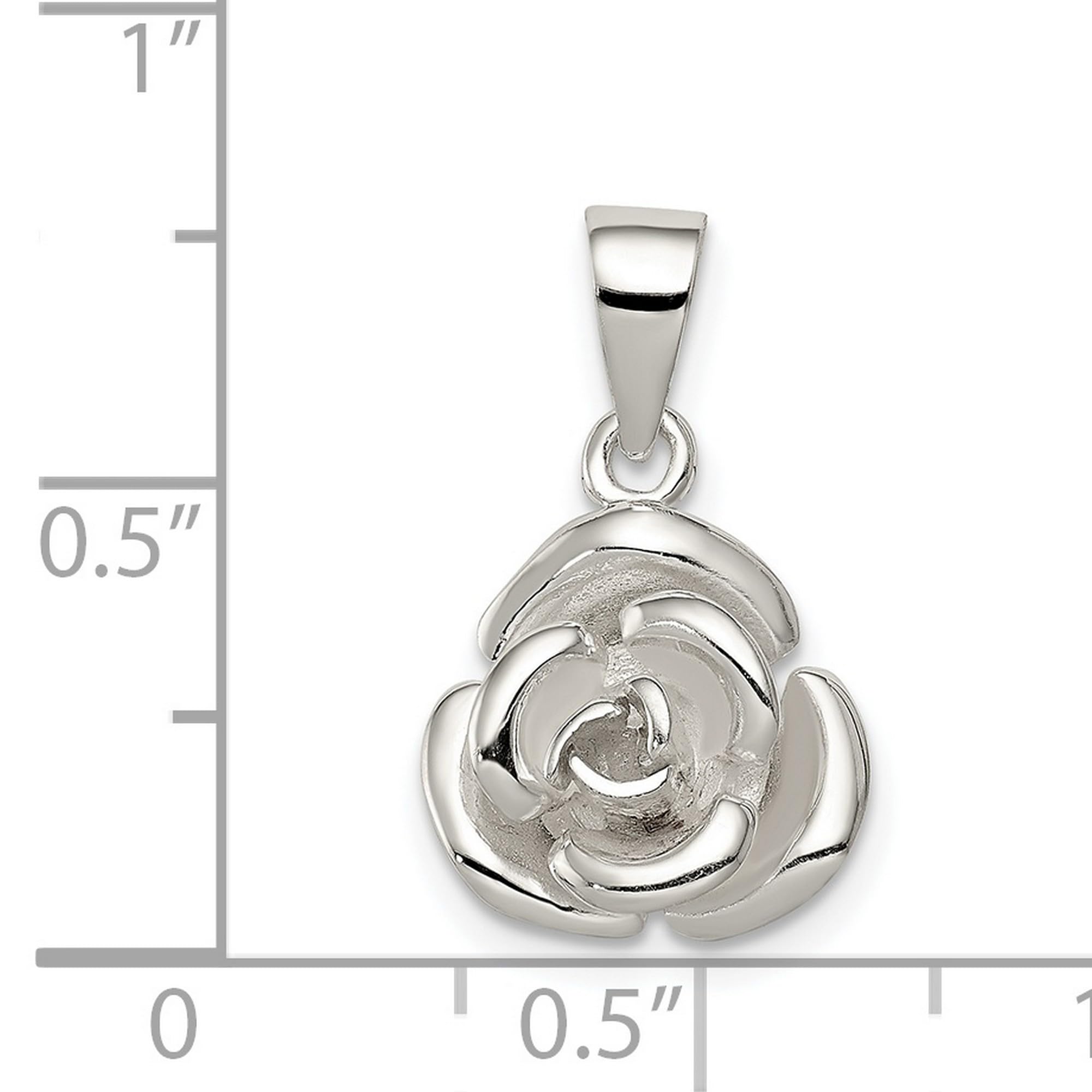 13mm x 12mm Sterling Silver Rose Pendant Necklace - Elegant Jewelry Gift for Women, Perfect for Valentine's Day, Anniversary & Special Occasions