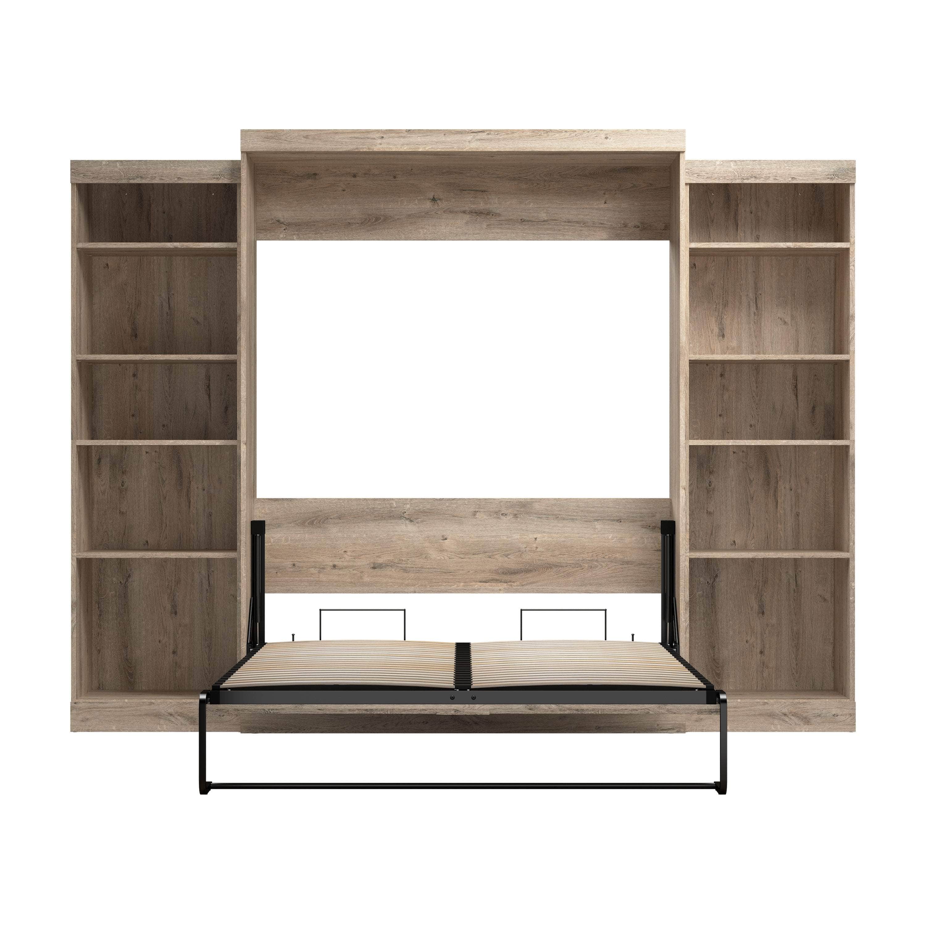 Pur Queen Murphy Wall Bed with 2 Storage Units (115W) - 7 Color Options | Space-Saving Foldable Bed for Small Apartments, Guest Rooms & Home Offices