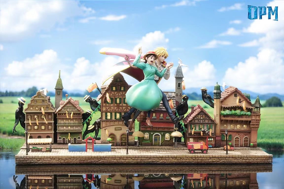 Howl’s Moving Castle Sophie and Howl's Aerial Stroll Desktop Scene - OPM Studio | Anime Collectible Figure for Home & Office Decoration | Perfect Gift for Studio Ghibli Fans
