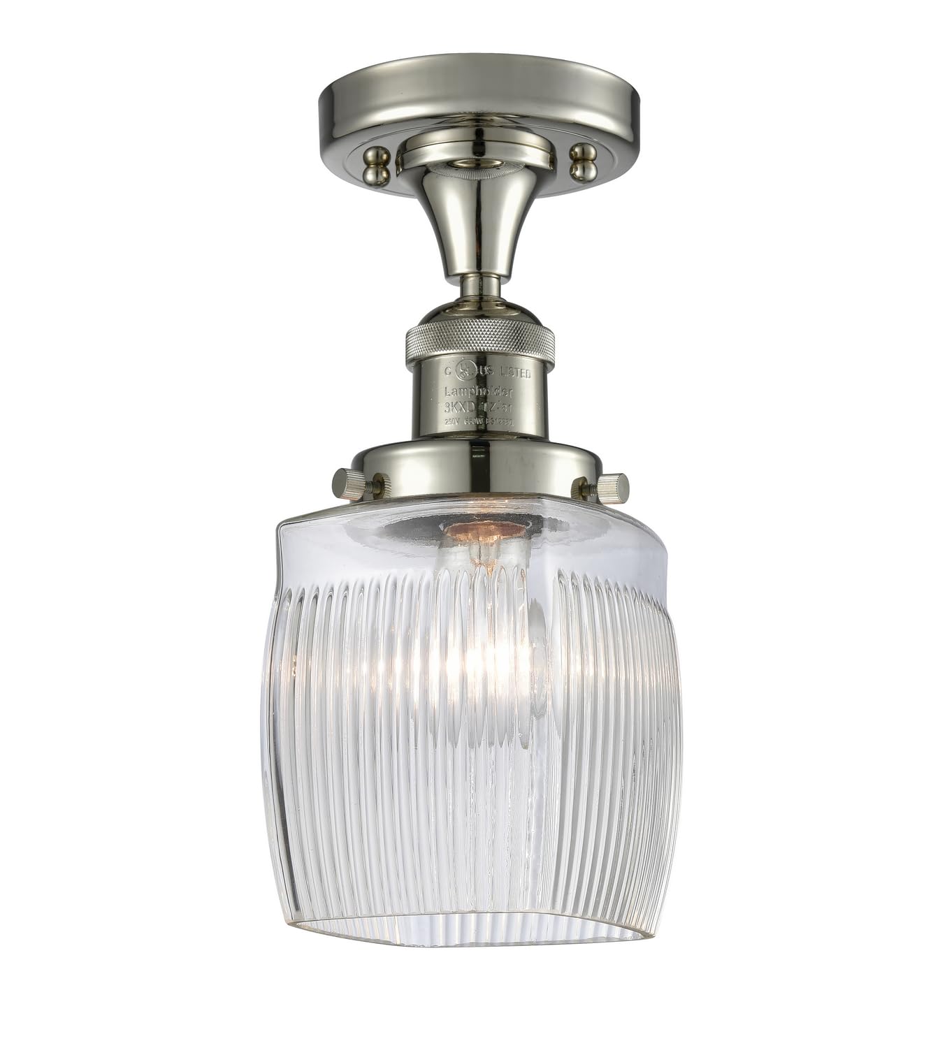 Vintage Dimmable LED Semi-Flush Mount Ceiling Light - 1 Light Polished Nickel Fixture for Bedroom, Living Room & Dining Room | Energy Efficient Lighting Solution