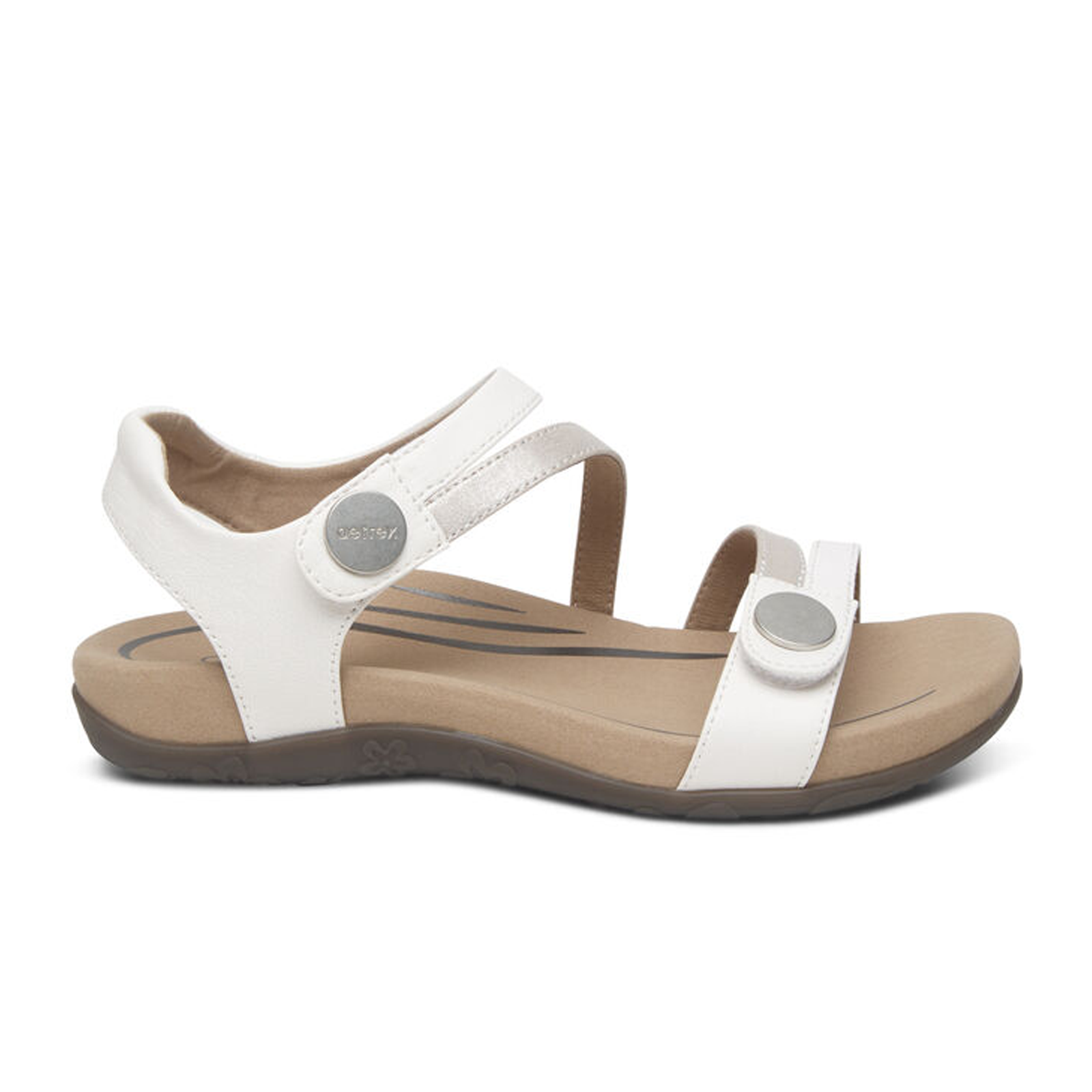 Aetrex Jess Women's Backstrap Sandals - Comfortable White Orthopedic Sandals for Walking, Travel & Everyday Wear