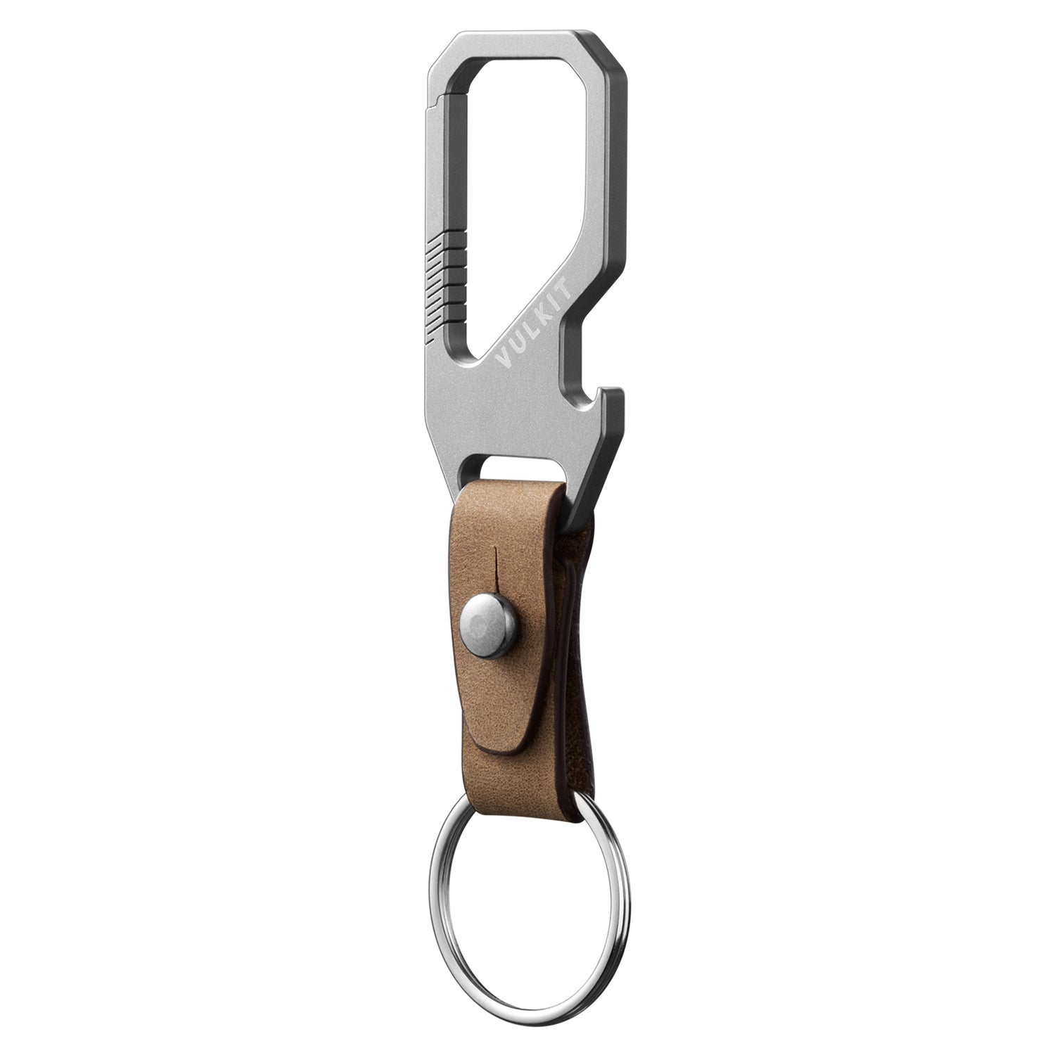 VKC100 Titanium Leather Belt Loop Keychain with Bottle Opener & EDC Carabiner Key Ring - Durable Multi-Tool for Outdoor, Hiking, Camping & Everyday Carry (EDC) Accessories