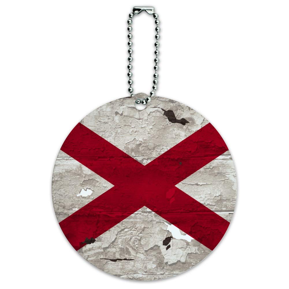 Vintage Distressed Alabama Flag Round Luggage Tag - Personalized ID Card for Suitcases & Carry-On Bags | Perfect for Travel, Vacation & Business Trips