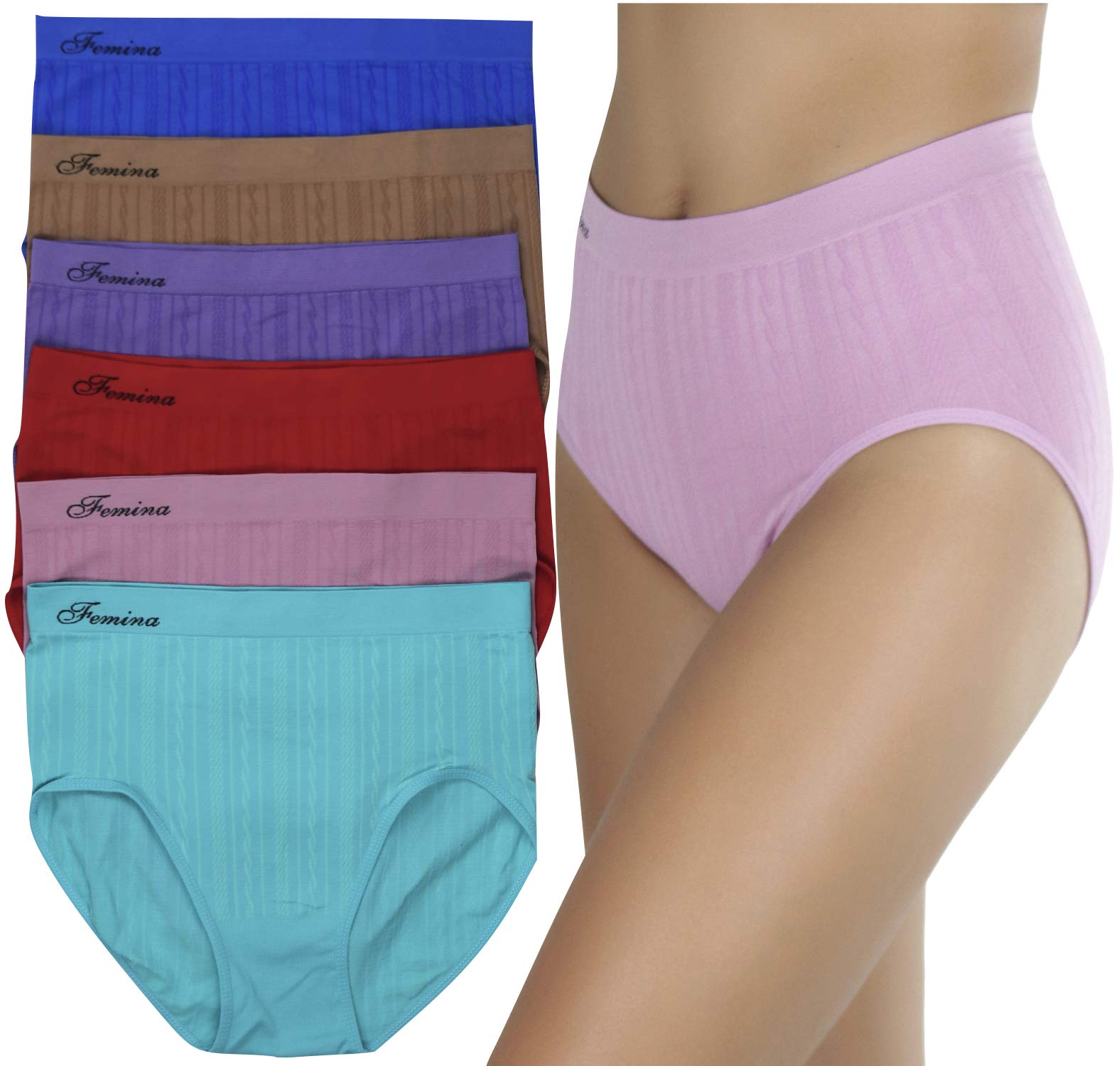 ToBeInStyle Women's Cotton Bikini Brief Panties - 6 Pack Soft Comfort Underwear for Everyday Wear, Workout & Sleep