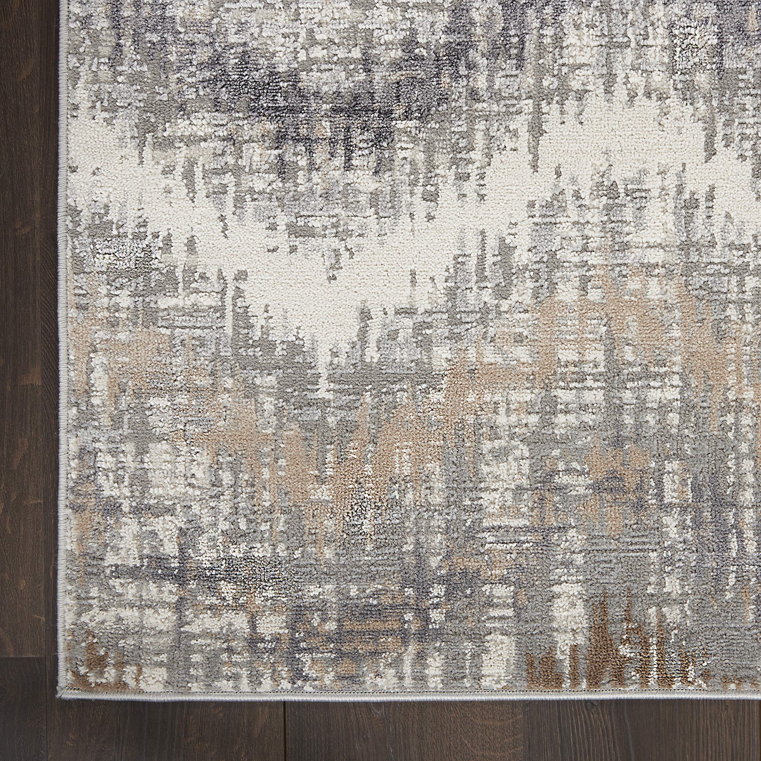 Nourison Elation Abstract Grey Ivory 4' x 6' Area Rug - Easy-Clean, Non-Shedding, Stain Resistant - Perfect for Bedroom, Living Room, Dining Room & Kitchen Decor (4x6)