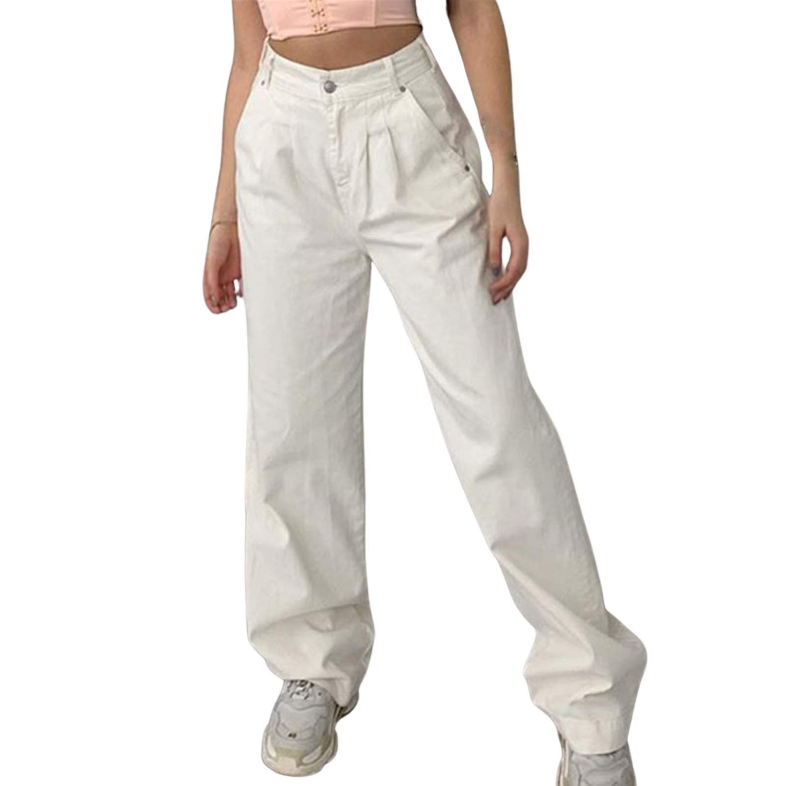 Women's High Waisted Cargo Jeans - Y2K Wide Leg Baggy Pants with Flap Pockets | Loose Straight Fit Streetwear Trousers for Casual & Urban Fashion