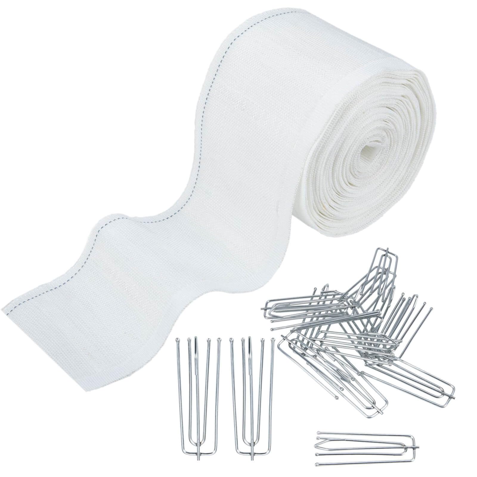 Premium 6.56 Yards Pinch Pleat Curtain Tape with 15 Stainless Steel 4-Prong Hooks - DIY Pinch Pleat Drapery Kit for Custom Window Treatments - Perfect for Living Room, Bedroom & Home Decor