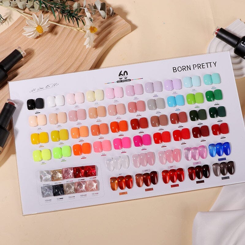 Born Pretty 60 Colors Gel Nail Polish Kit - Soak Off LED/UV Lamp Manicure Set for Salon & Home Use, Long Lasting & Chip Resistant Nail Art Design