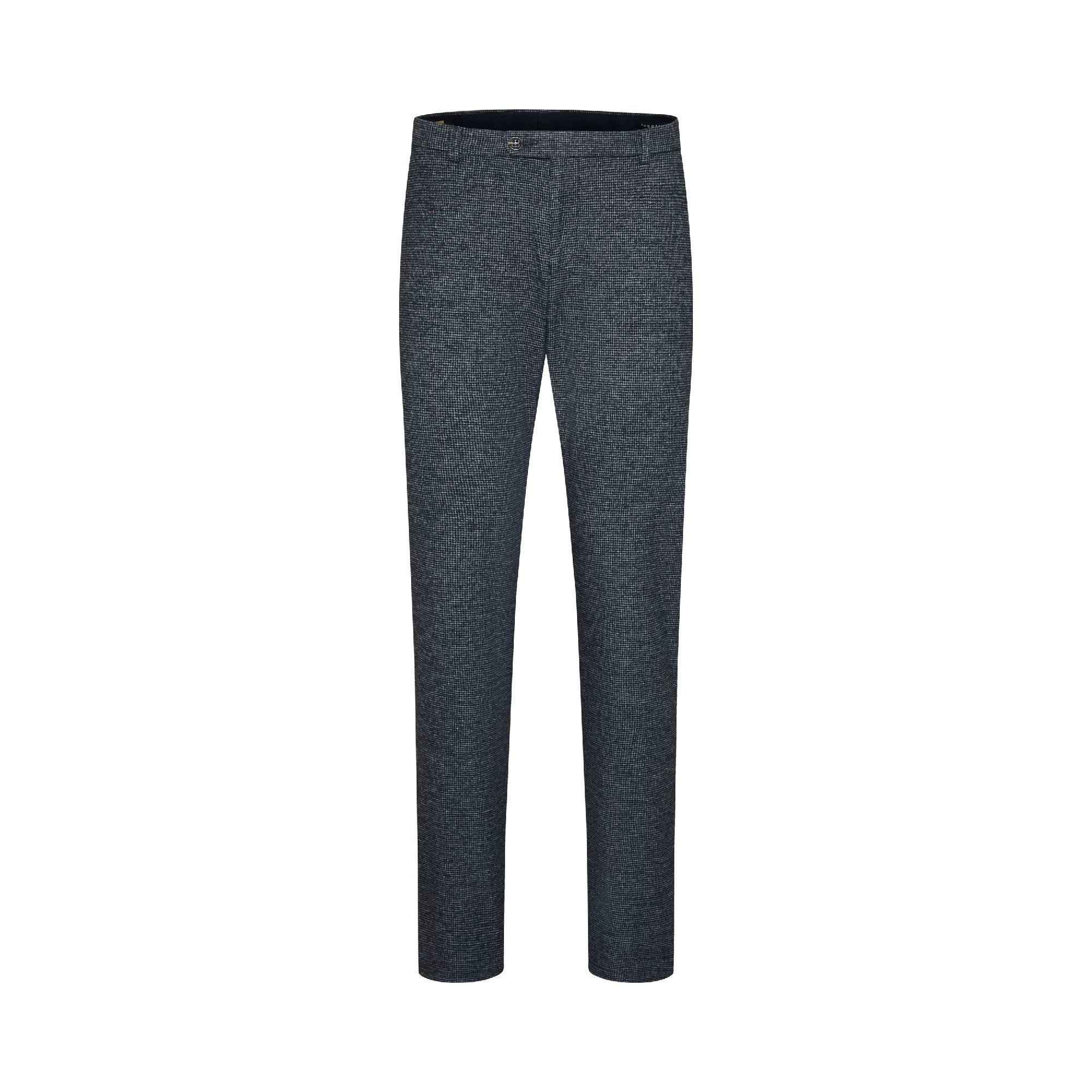 BUGATTI Men's Slim Fit Dress Pants - Dark Navy Blue Formal Office Trousers for Business & Professional Wear