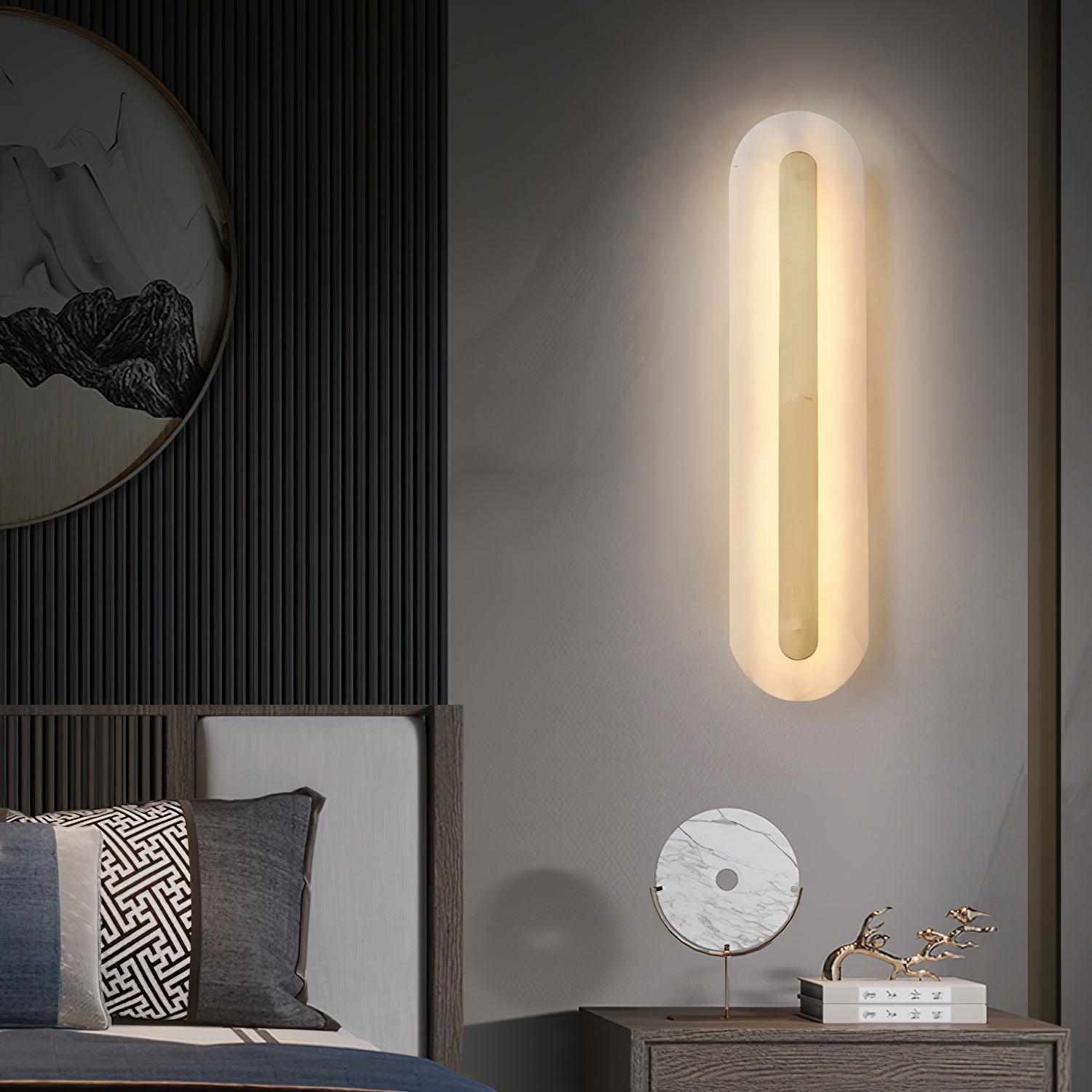 Modern Alabaster Rounded Wall Light Fixture - Elegant Indoor Sconce for Living Room, Bedroom & Hallway Lighting