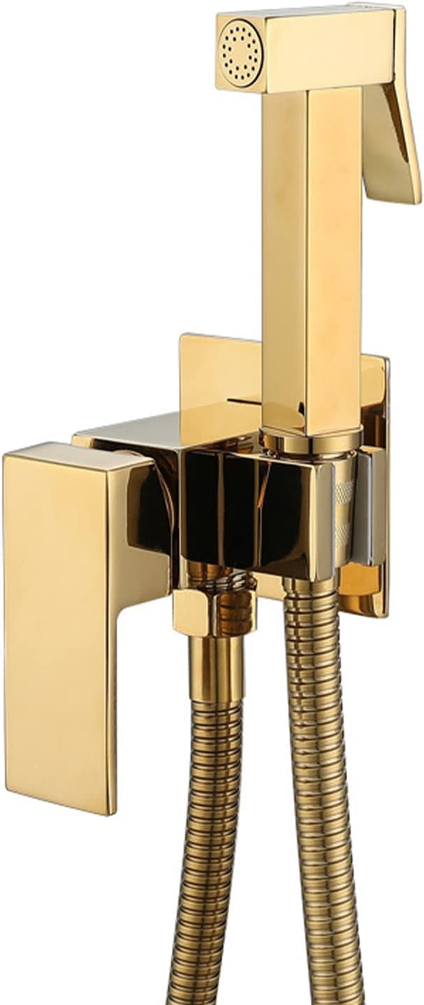 Premium Titanium Gold Handheld Bidet Sprayer with Brass Mixing Valve - Hot & Cold Water Adjustable Toilet Bidet Attachment for Feminine Hygiene, Pet Care & Baby Diaper Washing | Perfect for Bathroom, Nursery & Pet Cleaning Stations