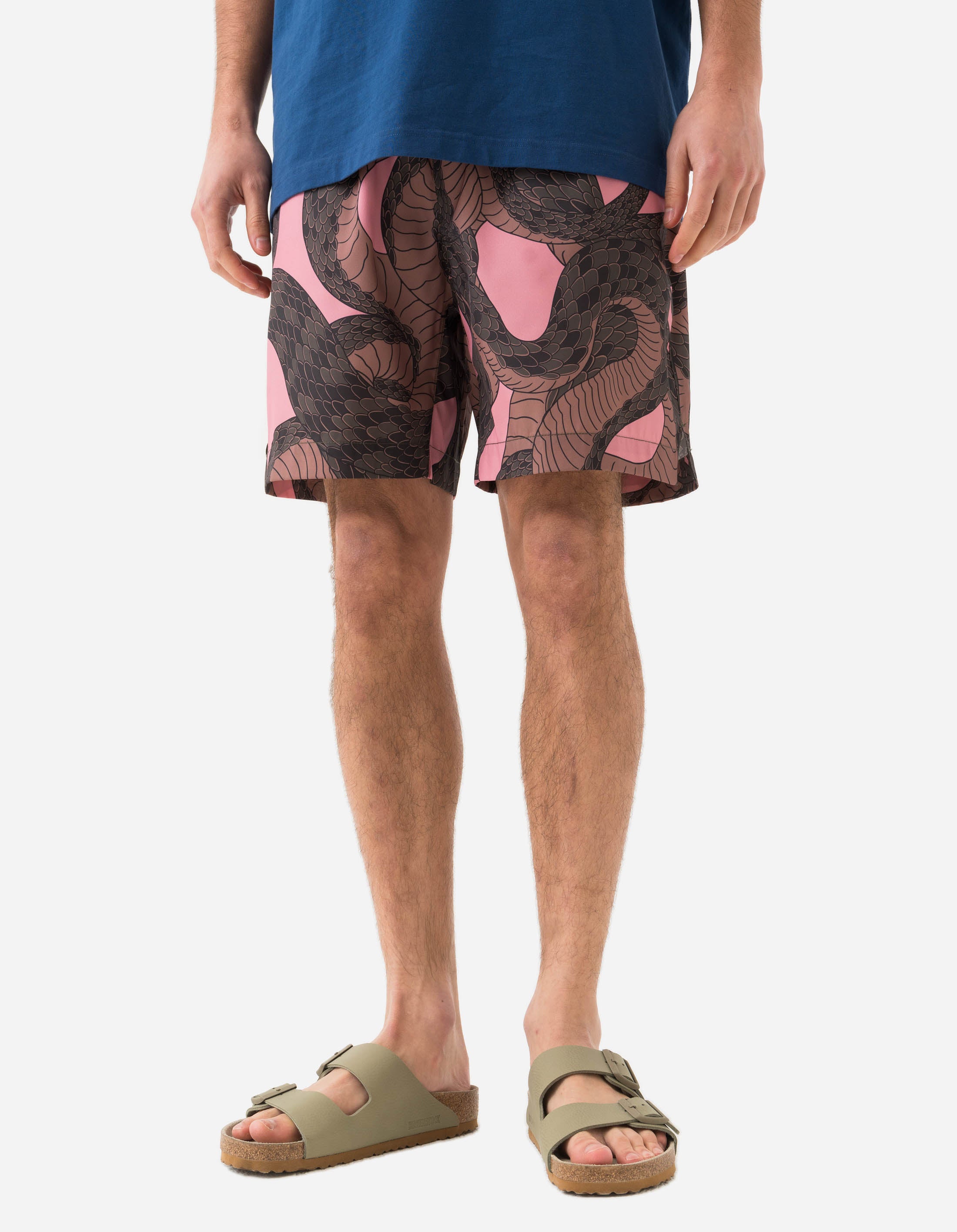 1481 Snakeskin Camo Swim Shorts for Men - Quick Dry Beach Board Shorts with Sakura Print - Perfect for Swimming, Surfing, and Summer Vacation