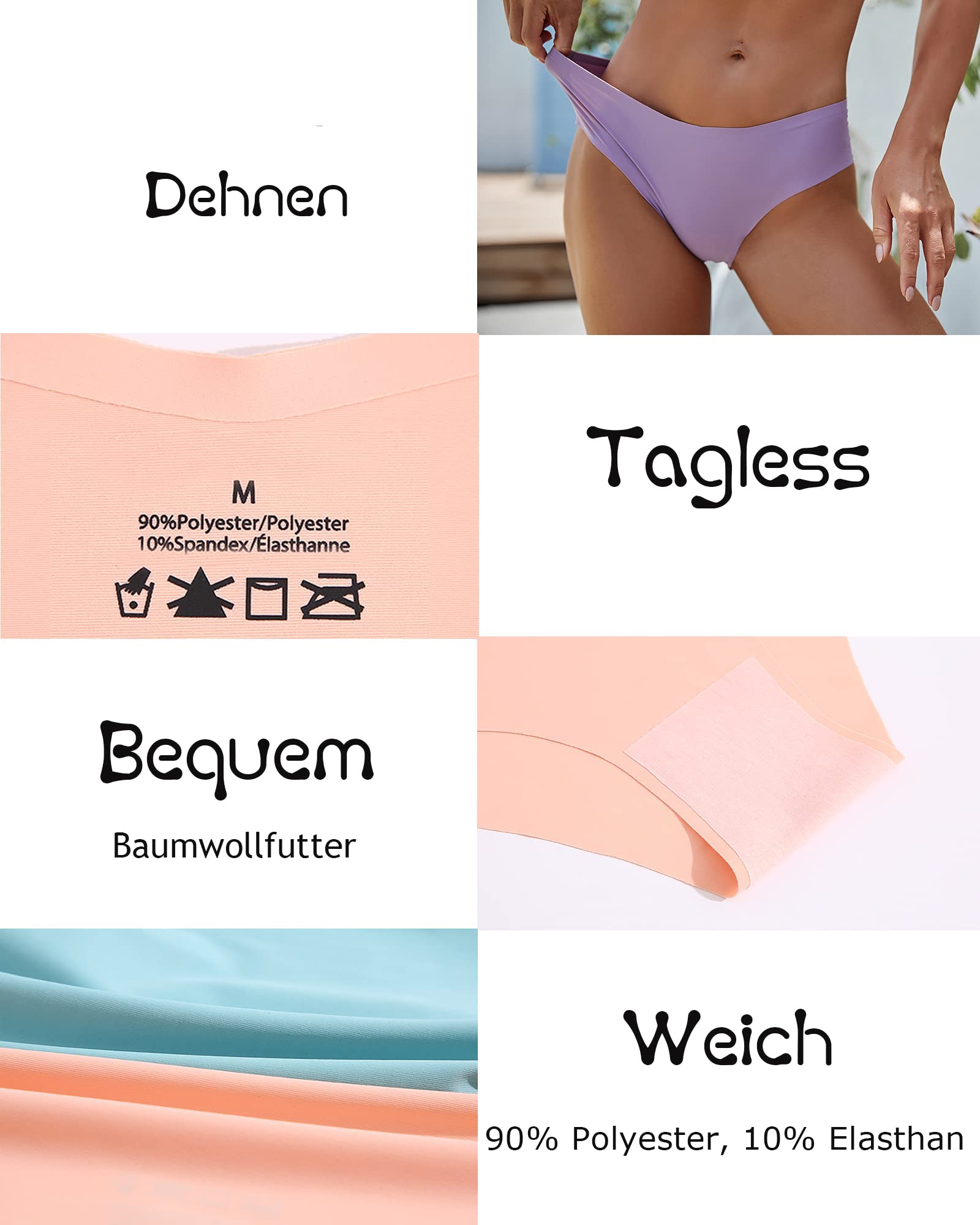 FINETOO 9-Pack Women's Seamless Underwear - Soft Stretch No Show Panties, Invisible Hipster & Cheeky Briefs (XS-L) for Everyday Comfort, Workout & Travel