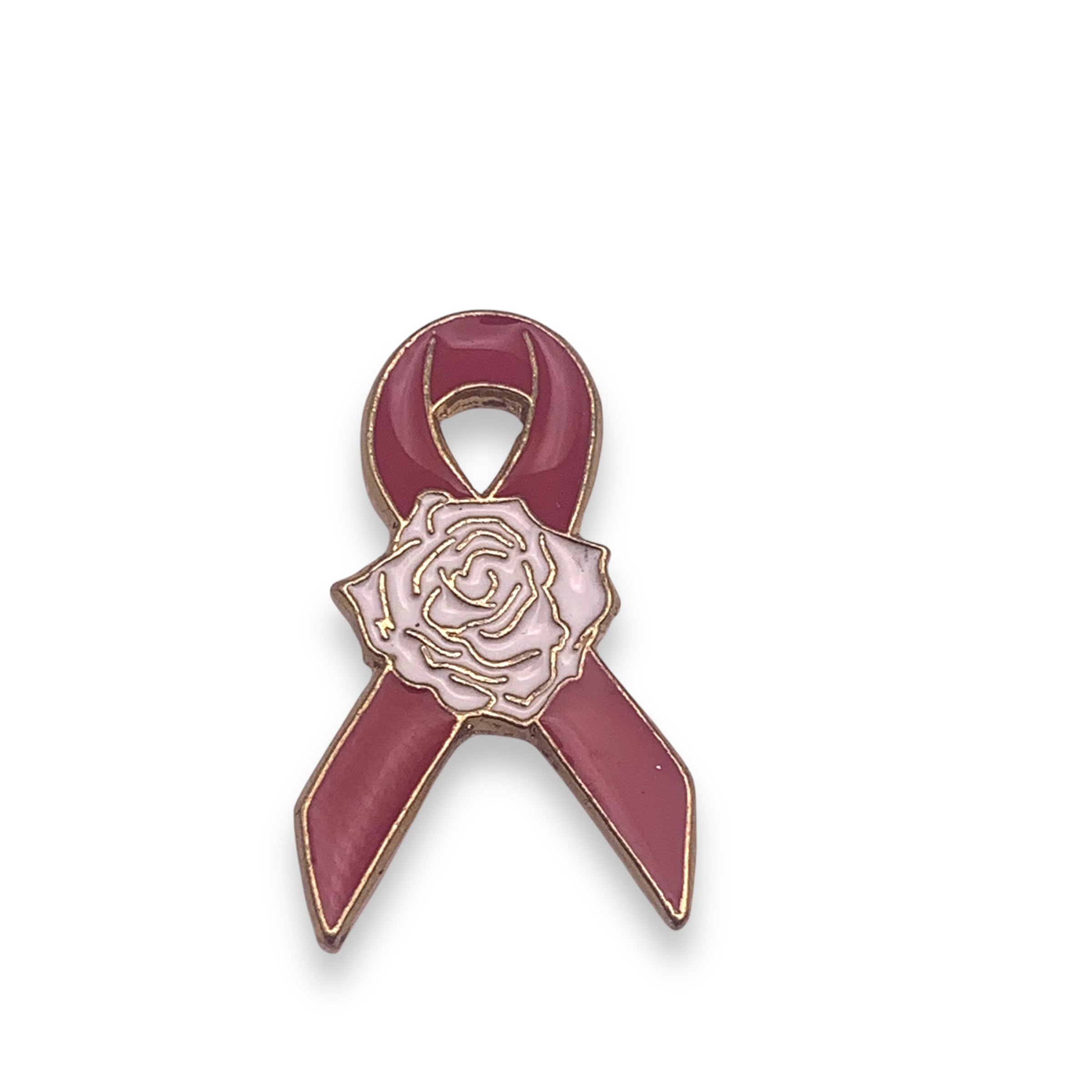 Red Ribbon Rose Lapel Pin - Symbol of Love & Remembrance | STOCKPINS | Elegant Boutonniere for Weddings, Funerals, Memorials & Special Occasions