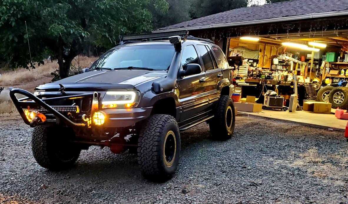 1999-2004 Jeep Grand Cherokee LED Headlights - AmeriLite Crystal Chrome Replacement Light Bar Set (Driver & Passenger Side) | Off-Road & Night Driving Upgrade