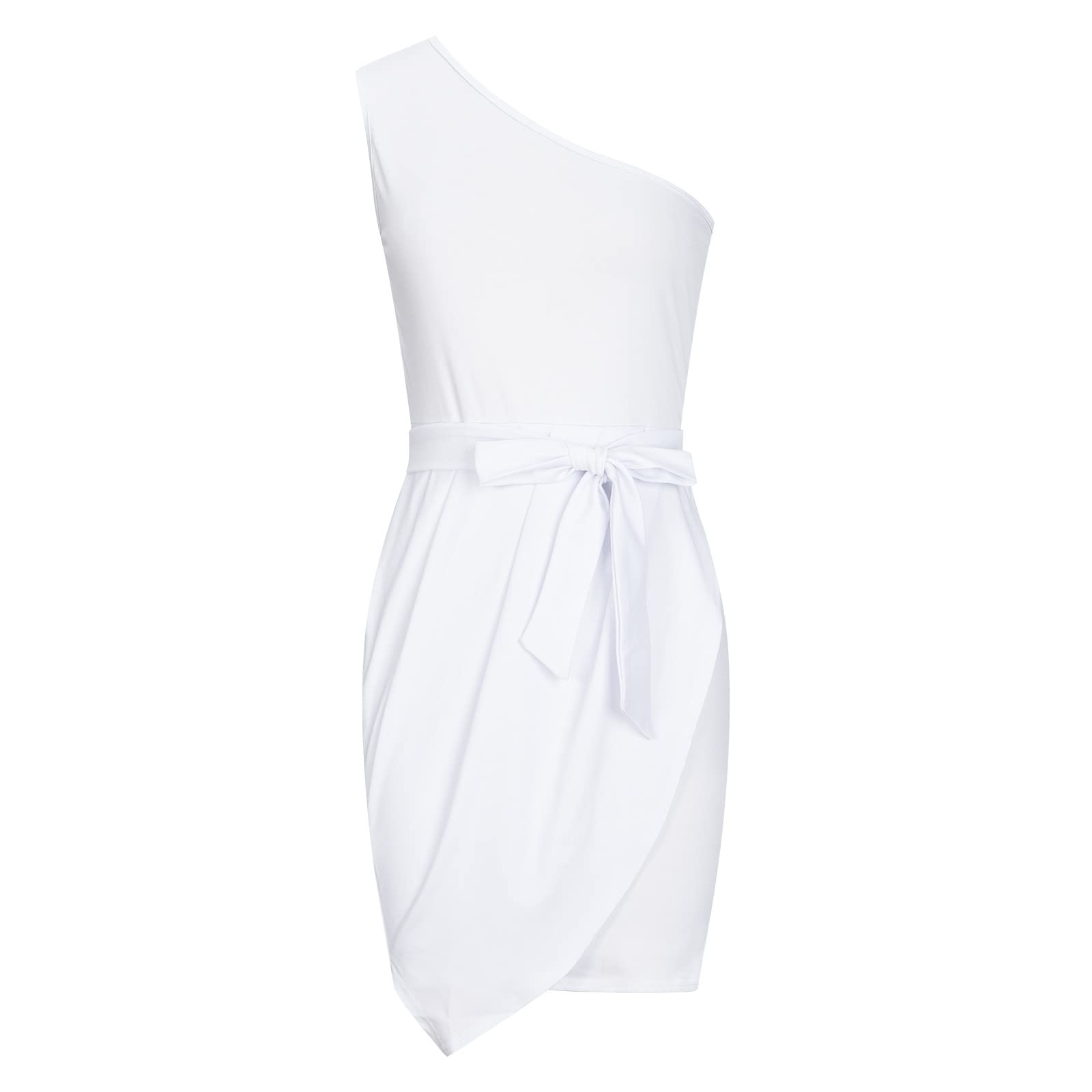 Sexy One Shoulder Bodycon Mini Dress for Women - Backless Tie Waist Sleeveless Summer Cocktail Dress with Cut Out Design | Perfect for Night Out, Party, Club & Special Occasions
