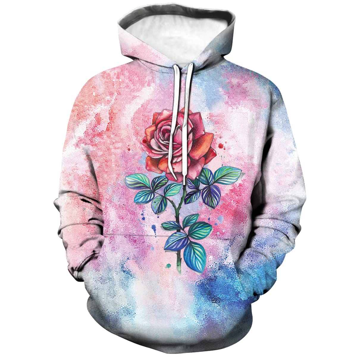 Unisex Rose Tie Dye Sweatshirt Pullover Hoodie - Trendy Casual Streetwear for Men & Women | Perfect for Outfits, Loungewear, and Everyday Fashion