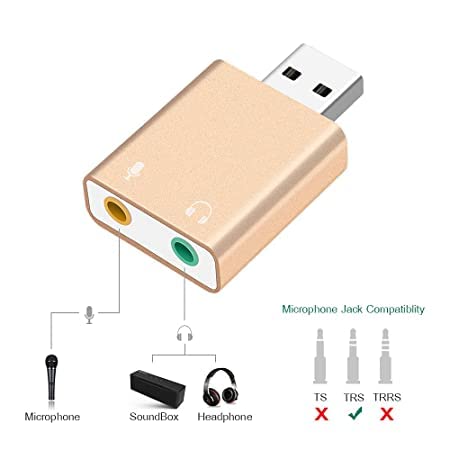 Meshiv USB Sound Card - HiFi 7.1CH External USB to 3.5mm Headphone Adapter with Stereo Audio & Mic for Laptop PC (Multi-Color) - Perfect for Gaming, Streaming & Conference Calls