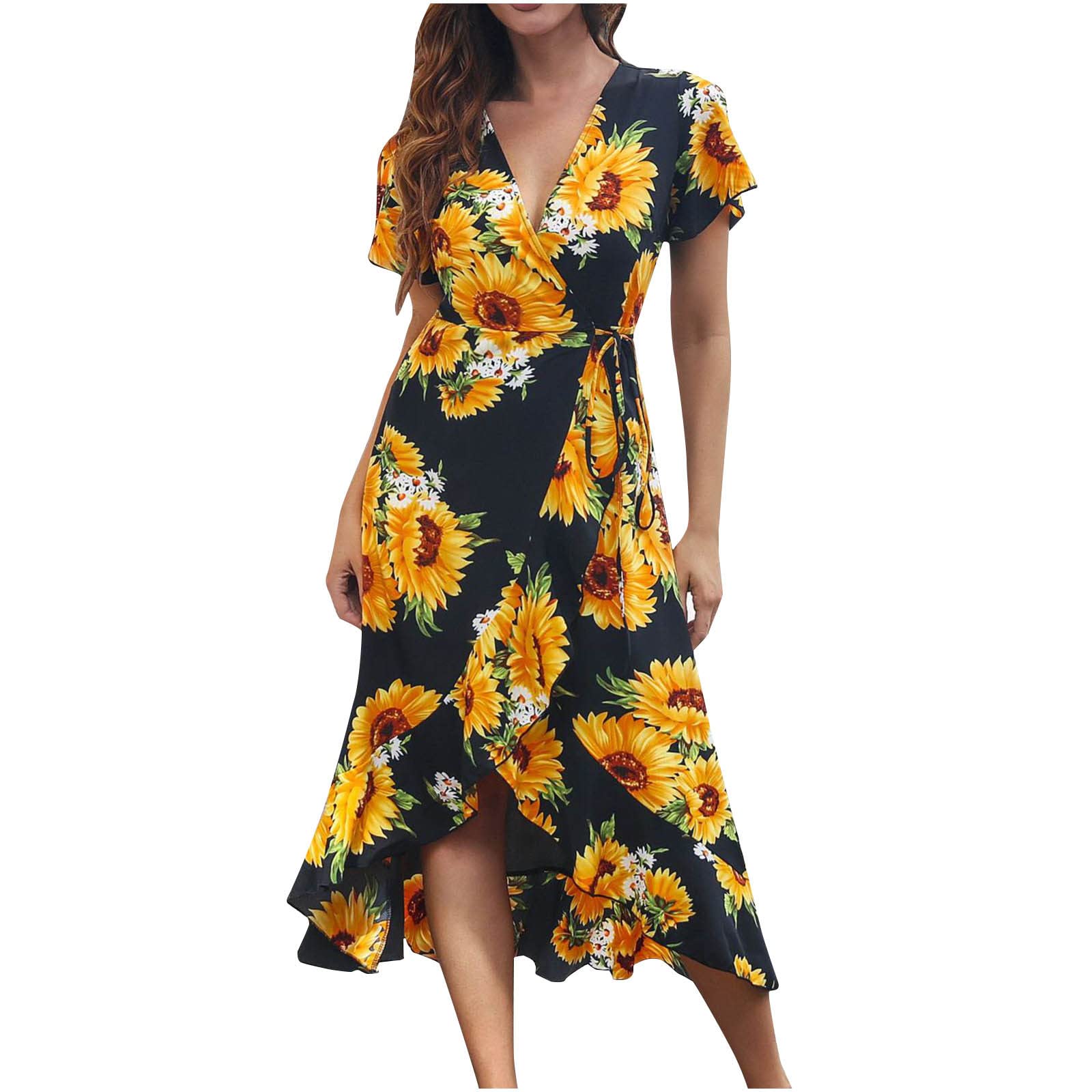 Azrian Women's Summer Bohemian Floral Print Maxi Dress - Long Sleeveless Button Down Dress with Pockets | Beach Wedding, Vacation & Casual Outfit