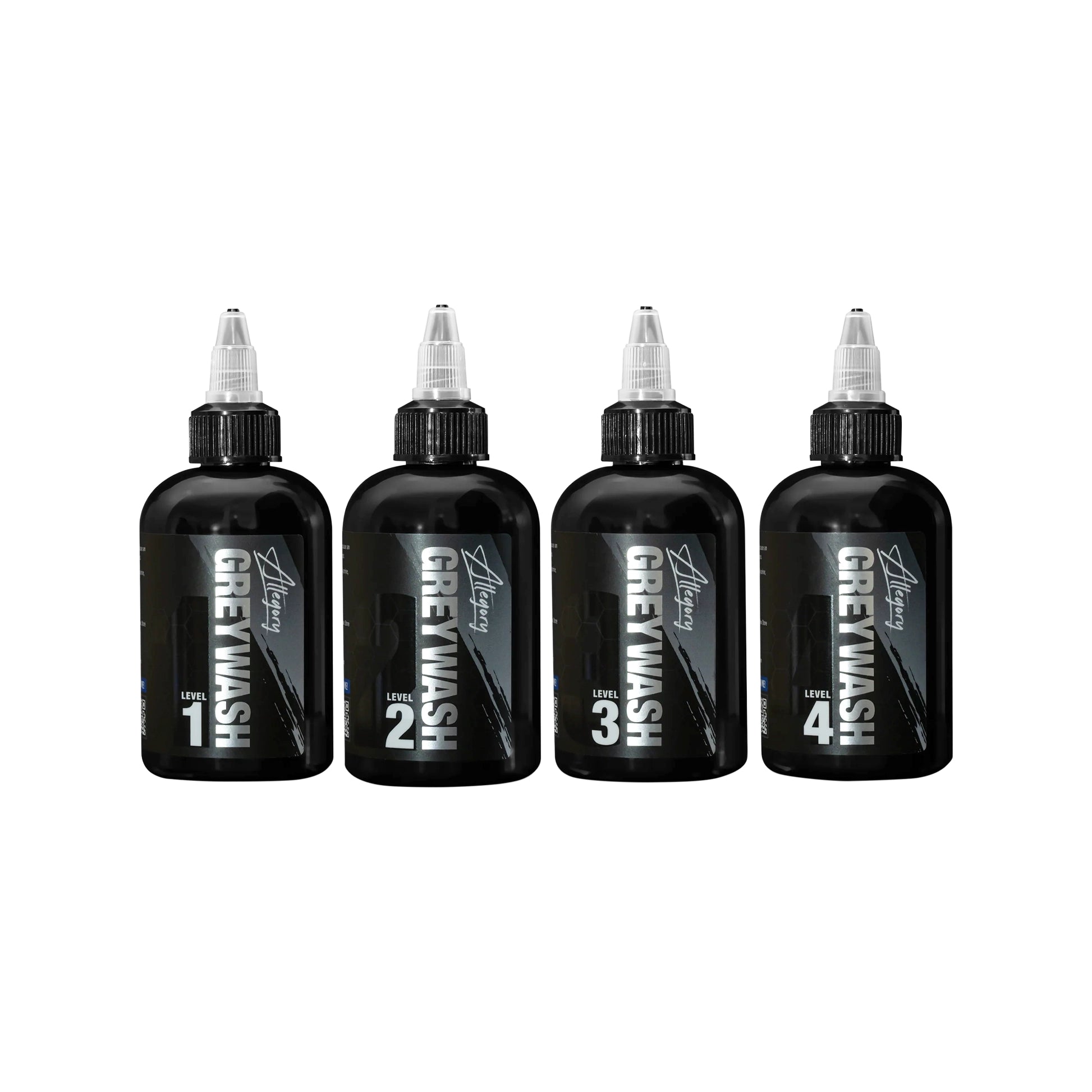 Premium Greywash Tattoo Ink Set of 4 - Professional Grade for Artists - Perfect for Shading and Realistic Tattoos