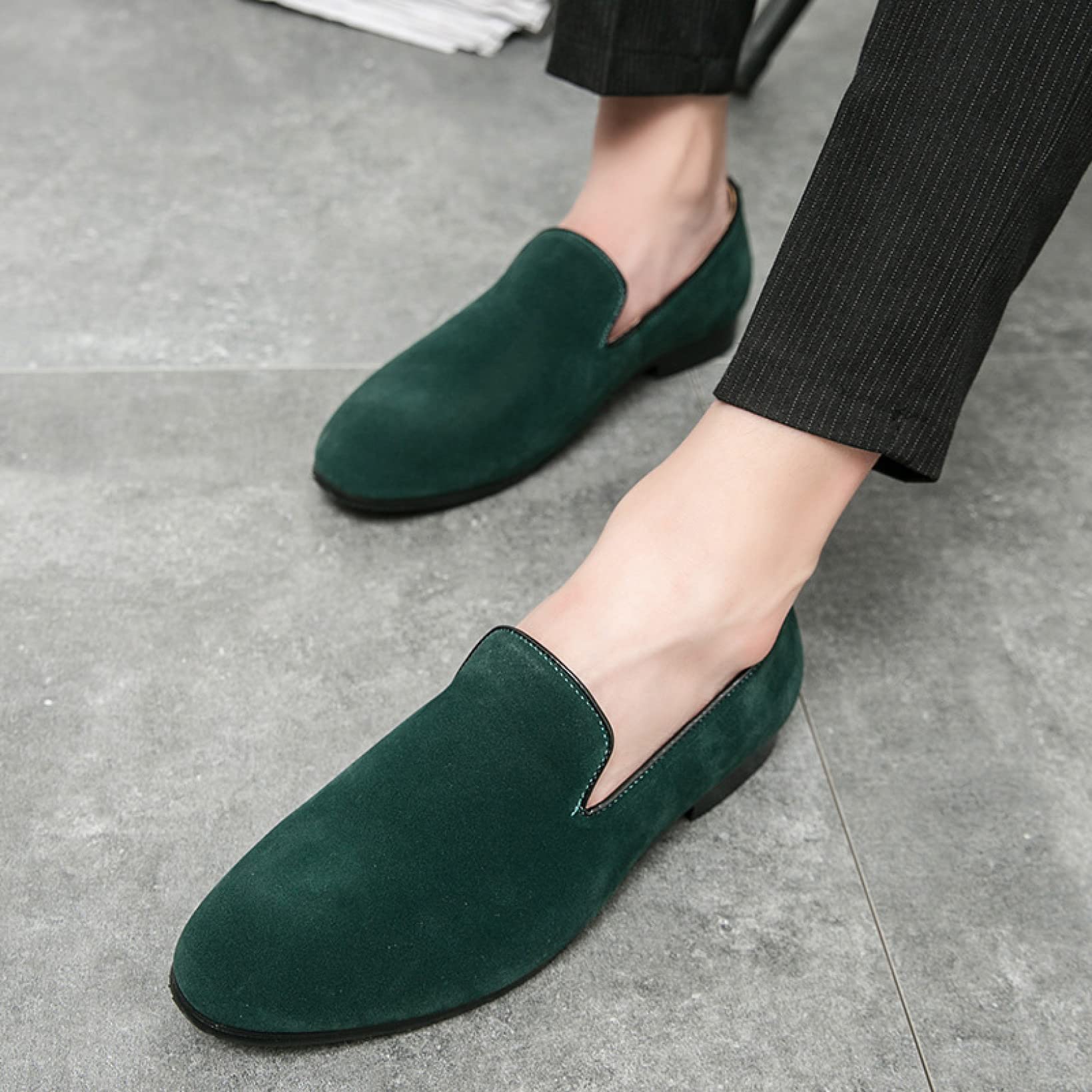 HOXEKLÉ Men's Suede Penny Loafers - Soft Slip-On Casual Dress Shoes for Wedding, Party & Office - Comfortable Flat Loafers for Business & Formal Occasions