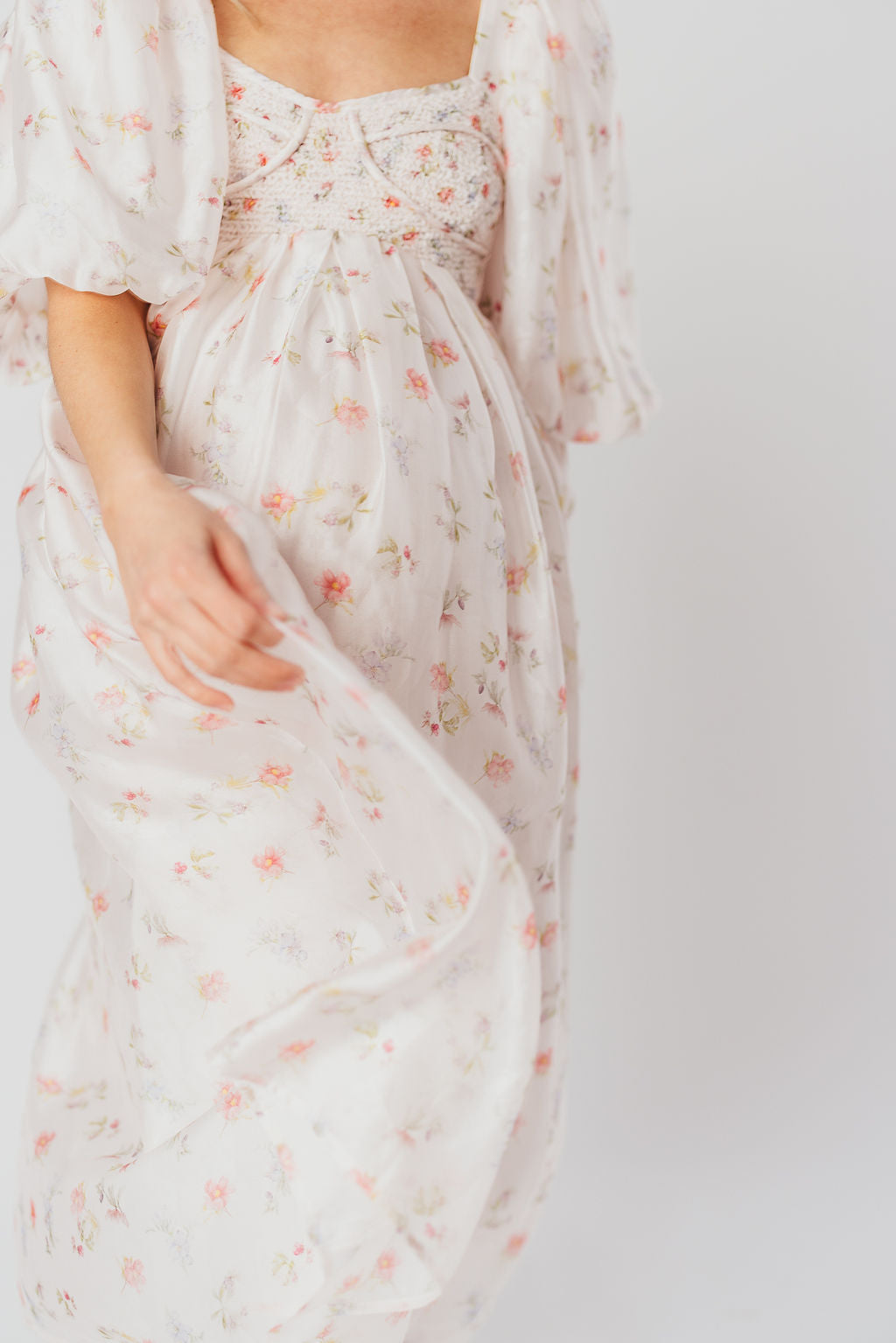 Harlow Maxi Dress - Tiny Pink Floral Print, Bump Friendly Maternity Dress, Inclusive Sizing S-3XL | Perfect for Summer Weddings, Beach Vacations & Casual Outings