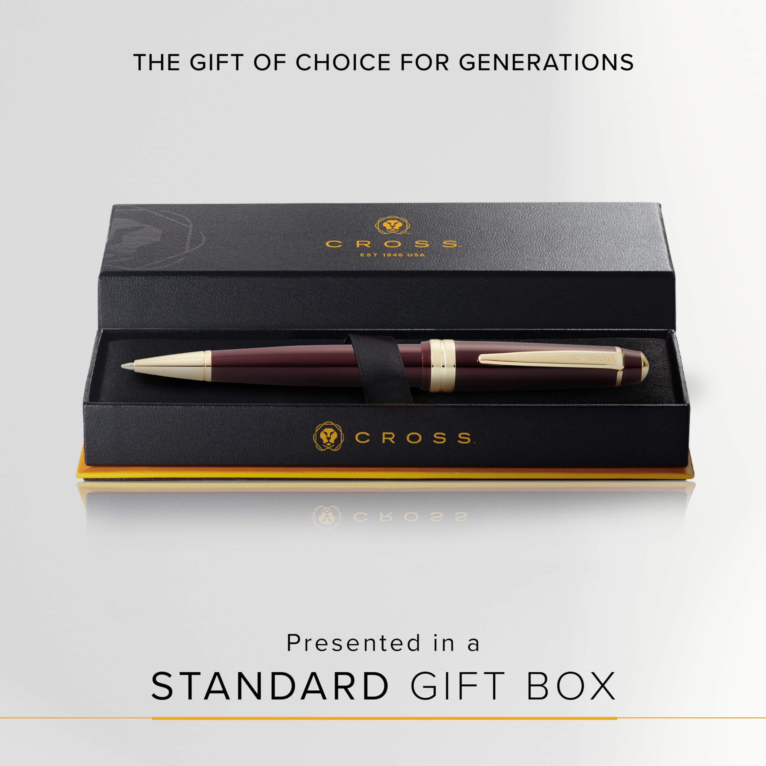 Cross Bailey Light Polished Burgundy Resin and Gold Tone Ballpoint Pen - Premium Writing Instrument for Office, Business Gifts & Everyday Use